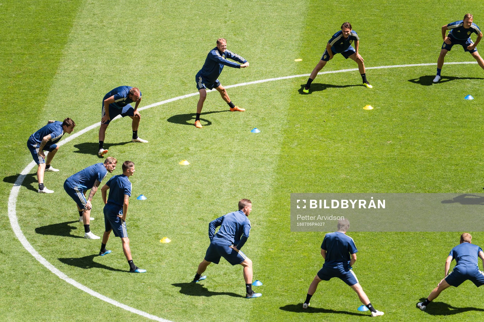 General view of the Swedish national football team at a