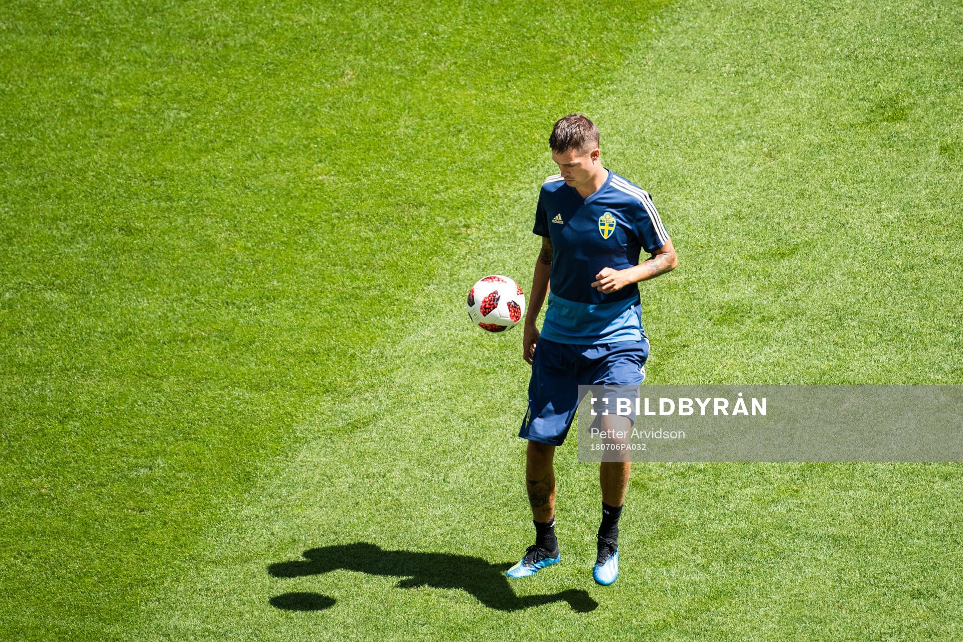Mikael Lustig of the Swedish national football team at a