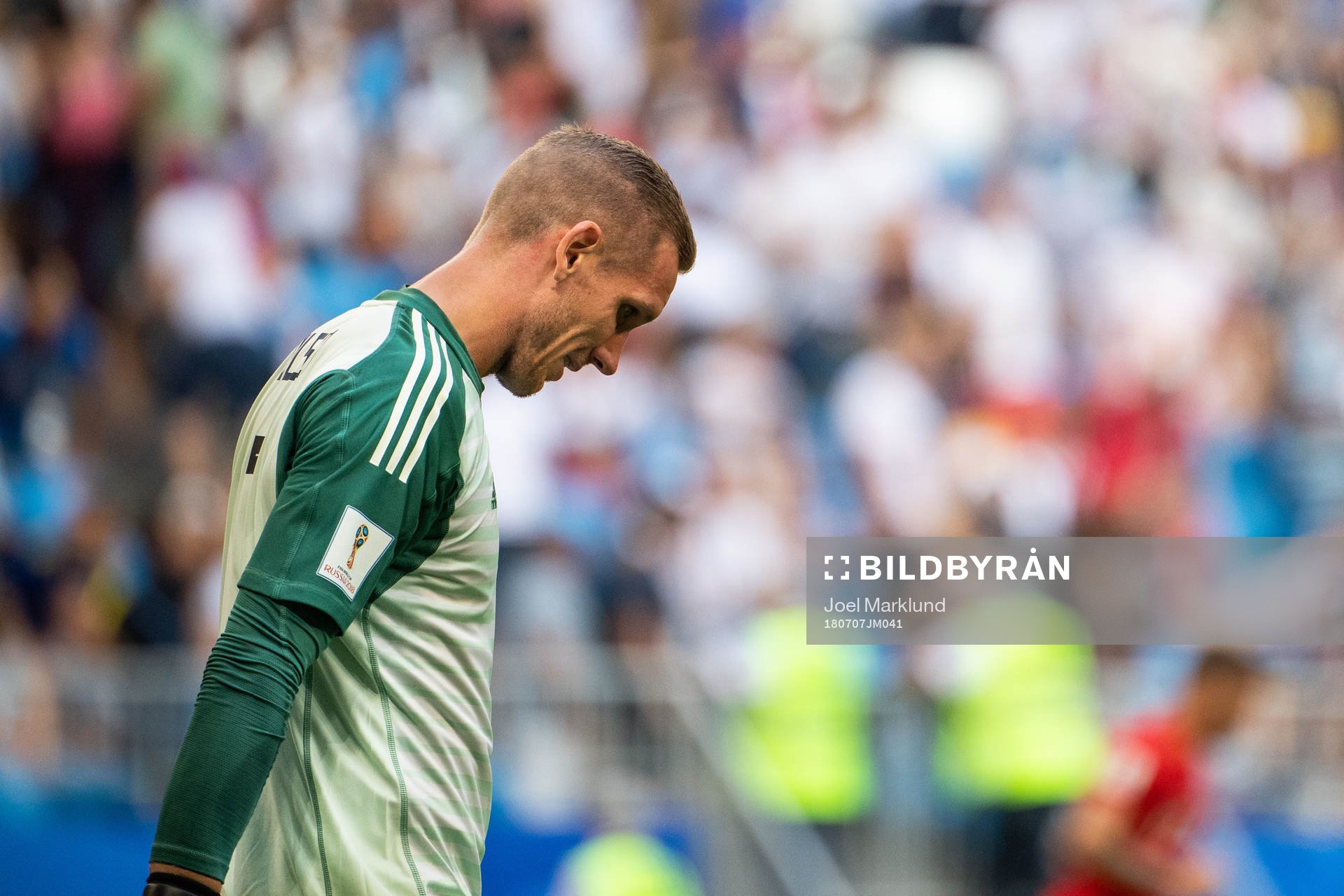 Goalkeeper Robin Olsen of Sweden looks dejected