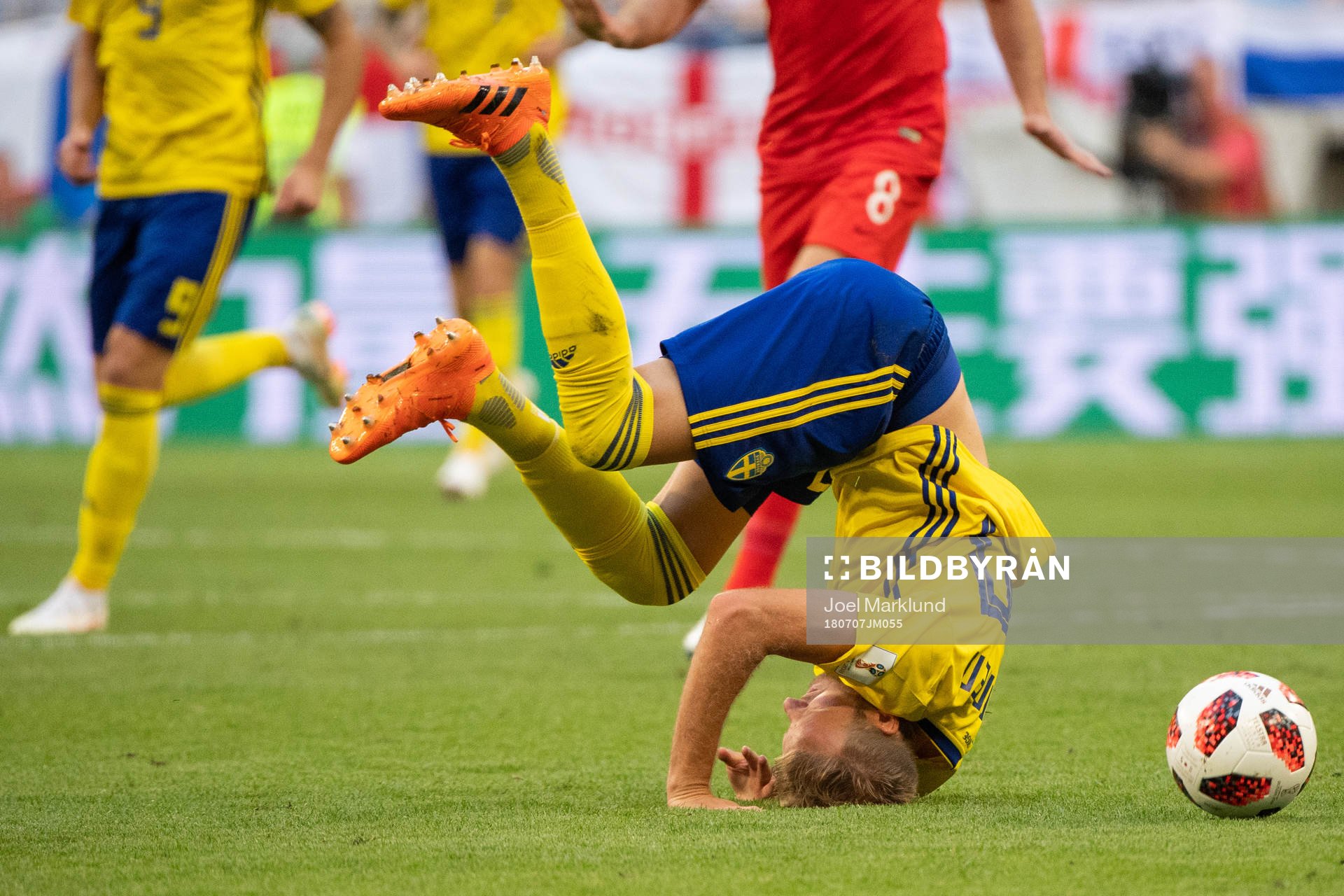 Ola Toivonen of Sweden falls