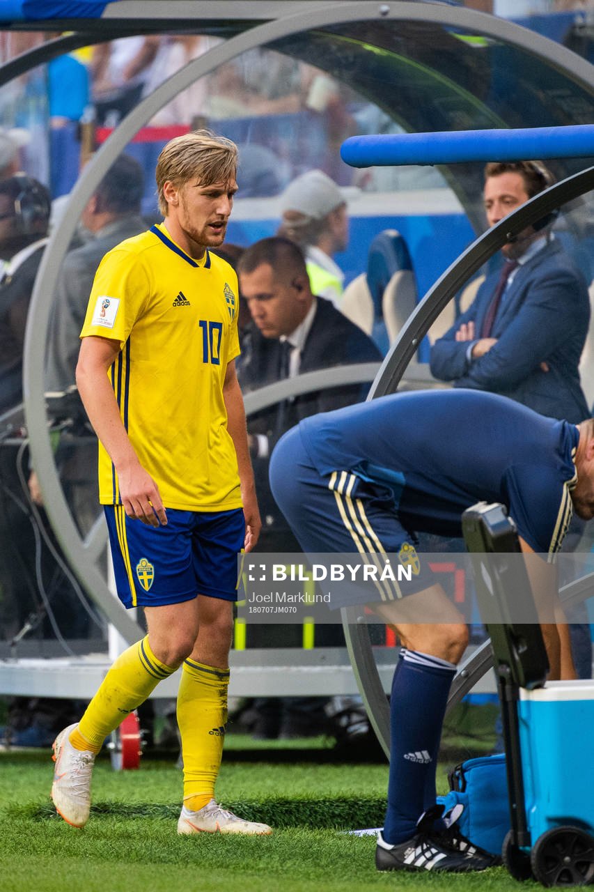 Emil Forsberg of Sweden is substituted