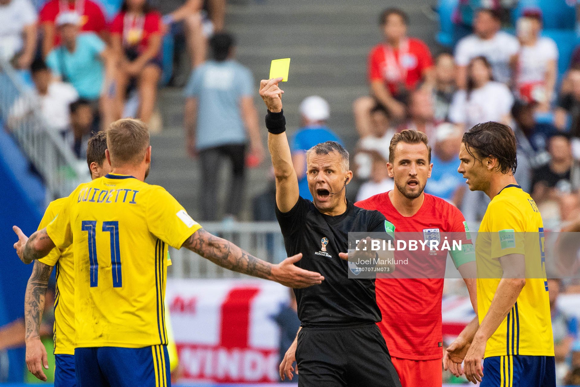 John Guidetti gets a yellow card