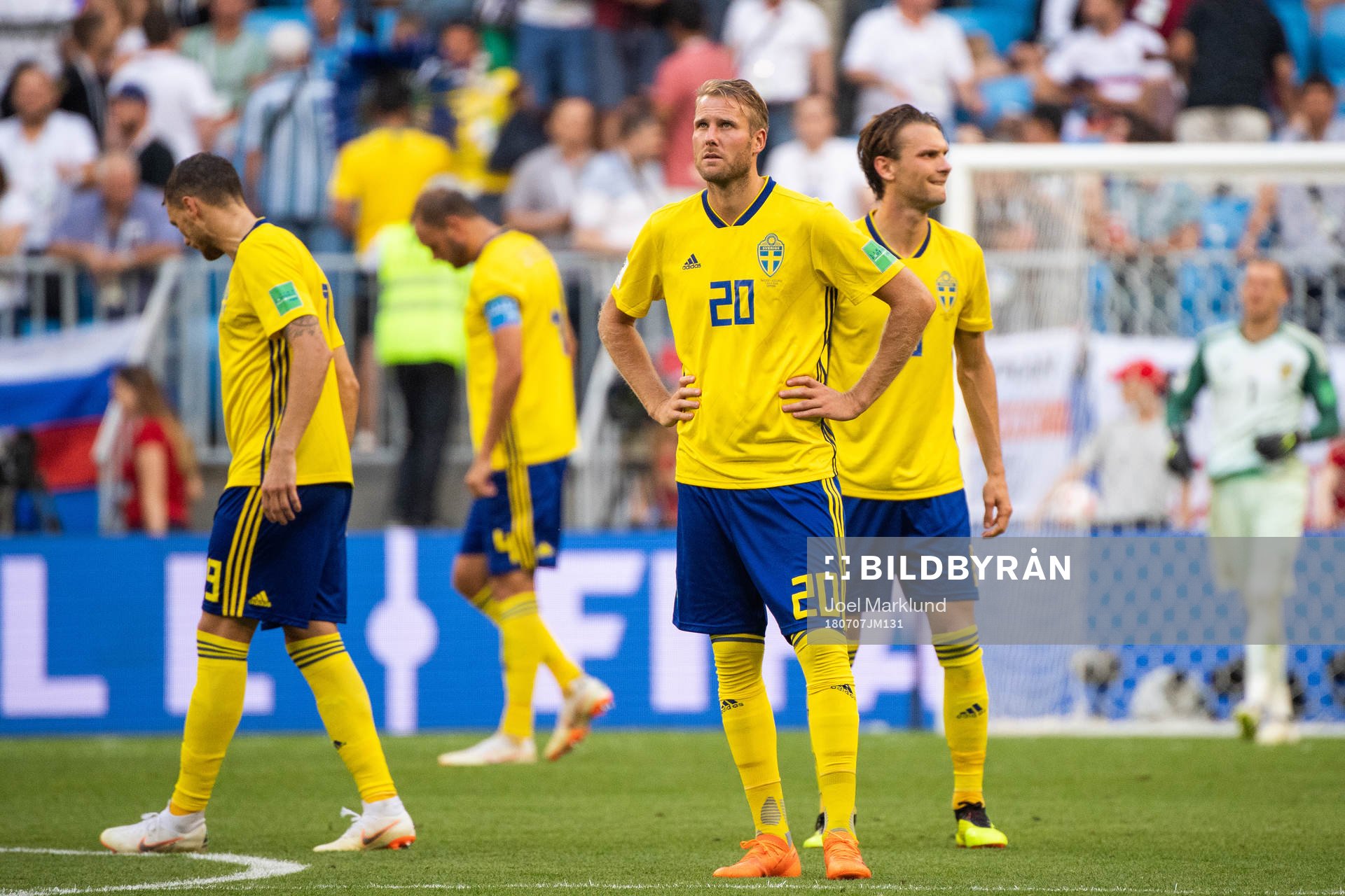 Sveriges Marcus Berg, Ola Toivonen och Albin Ekdal deppar