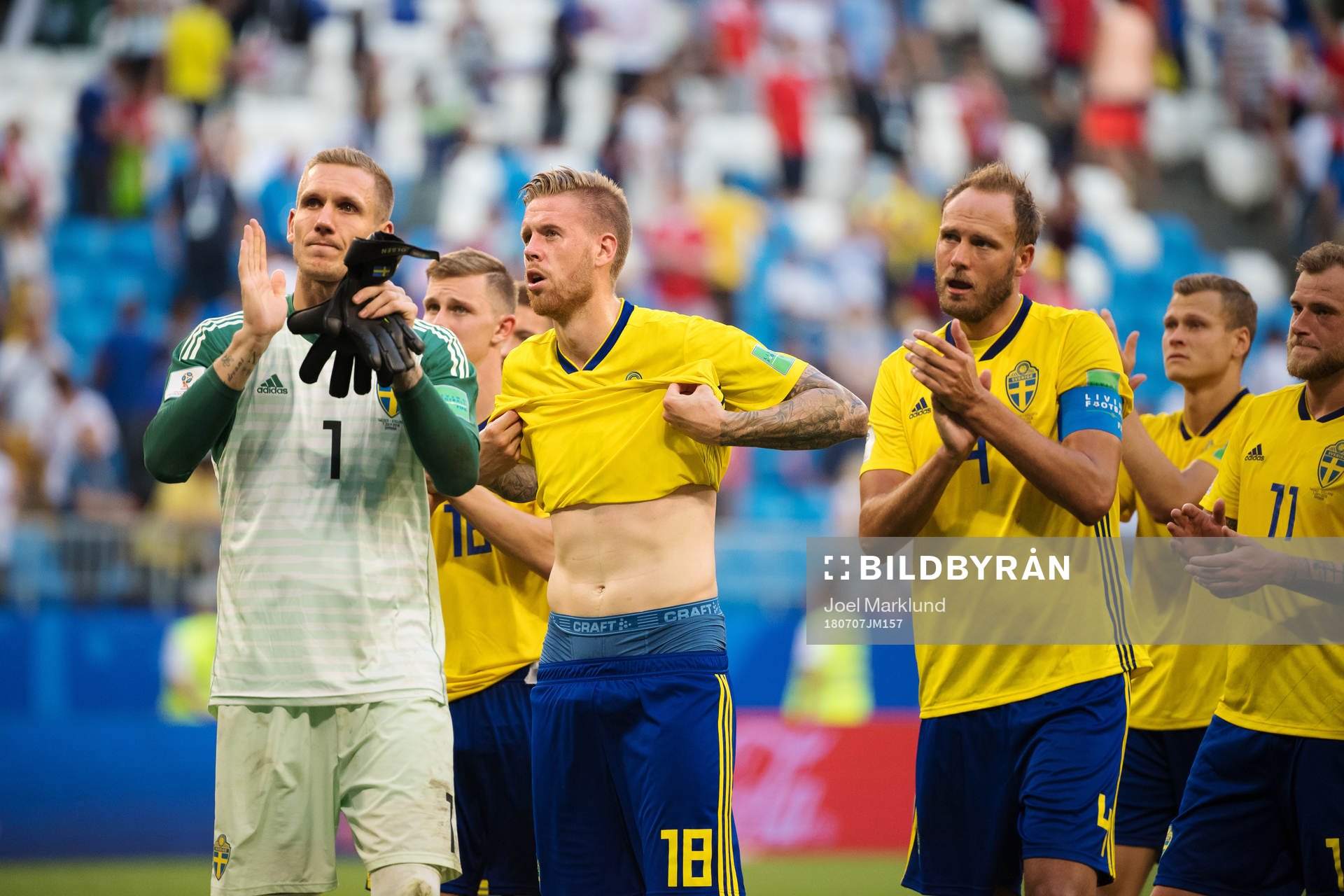 Goalkeeper Robin Olsen, Pontus Jansson and Andreas