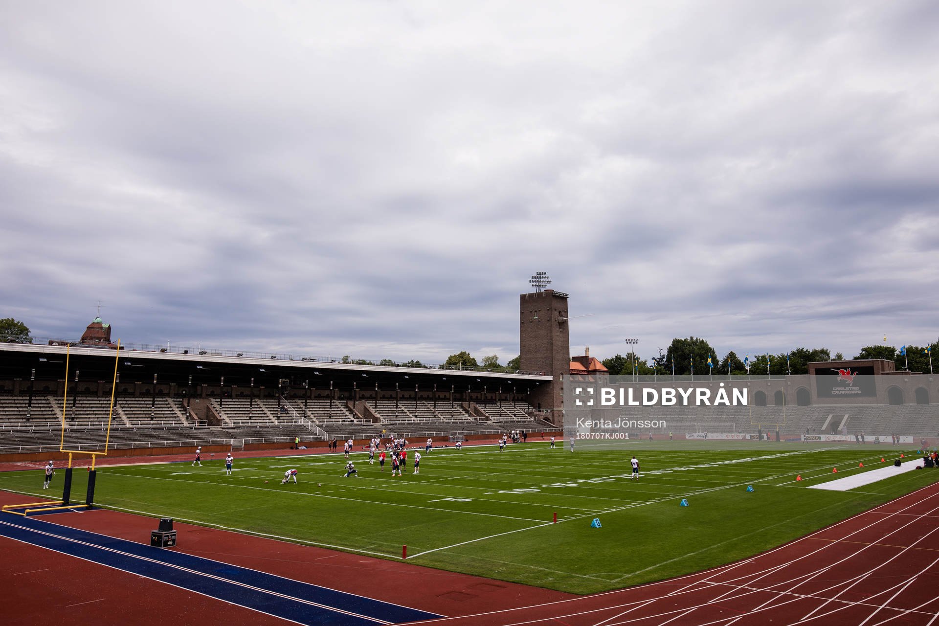 Vy över Stockholms Stadion innan SM-finalen i amerikansk