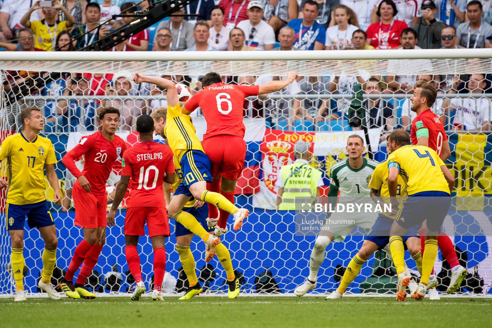 Harry Maguire of England scores the 0-1 goal