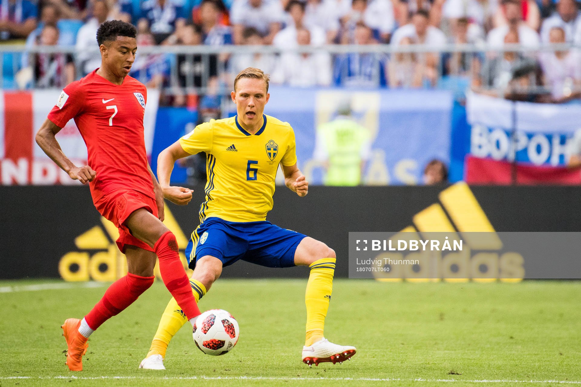 Jesse Lingard of England and Ludwig Augustinsson of Sweden