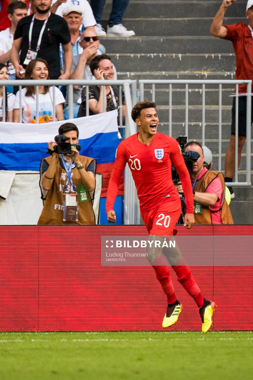 Dele Alli of England celebrates the 0-2 goal