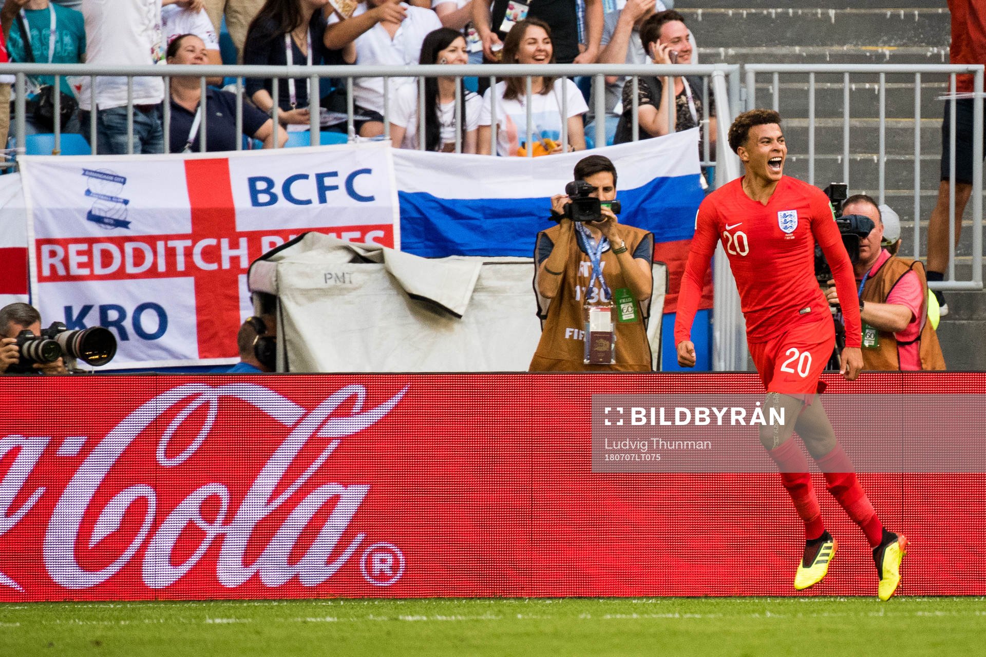 Dele Alli of England celebrates the 0-2 goal