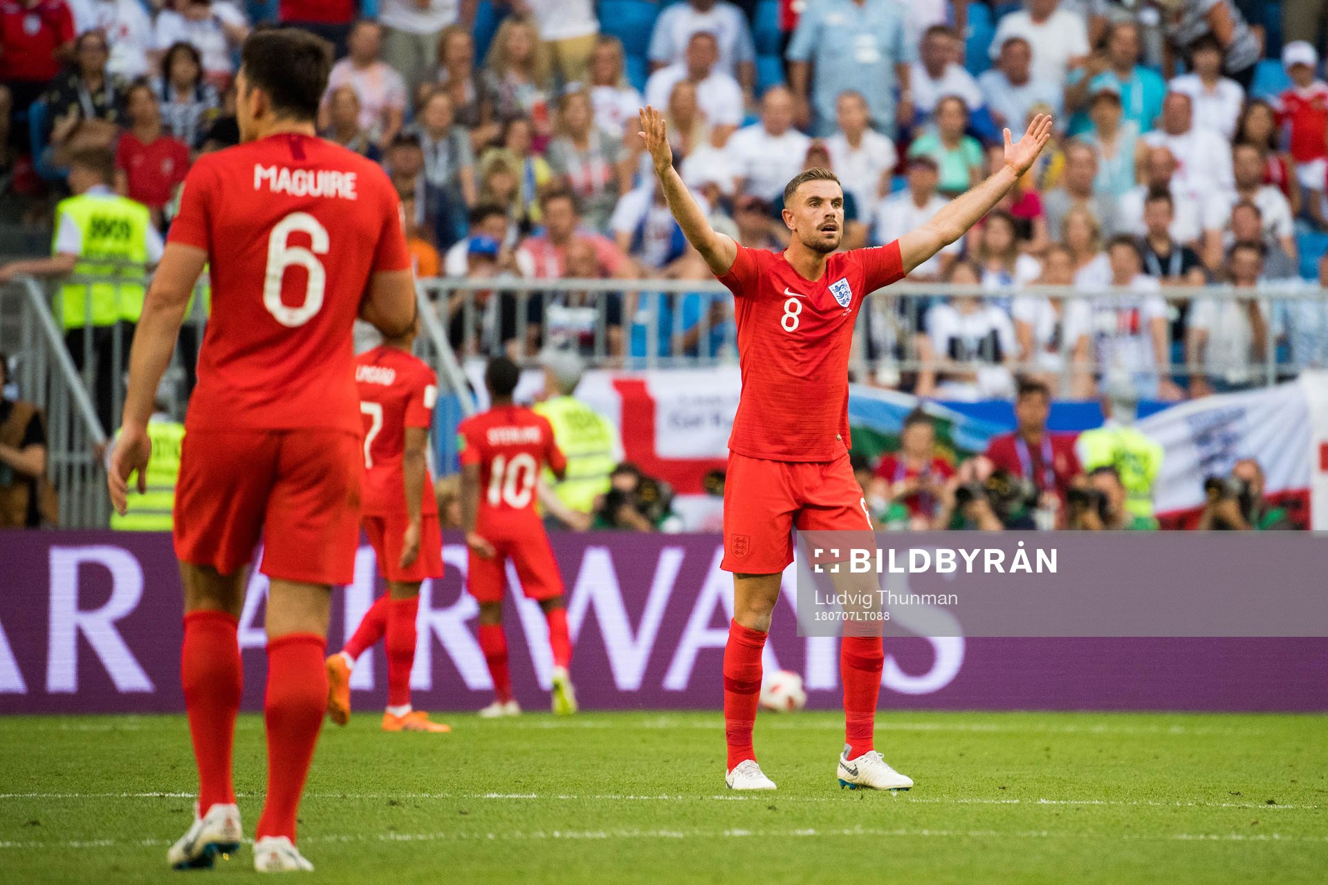 Jordan Henderson of England reacts