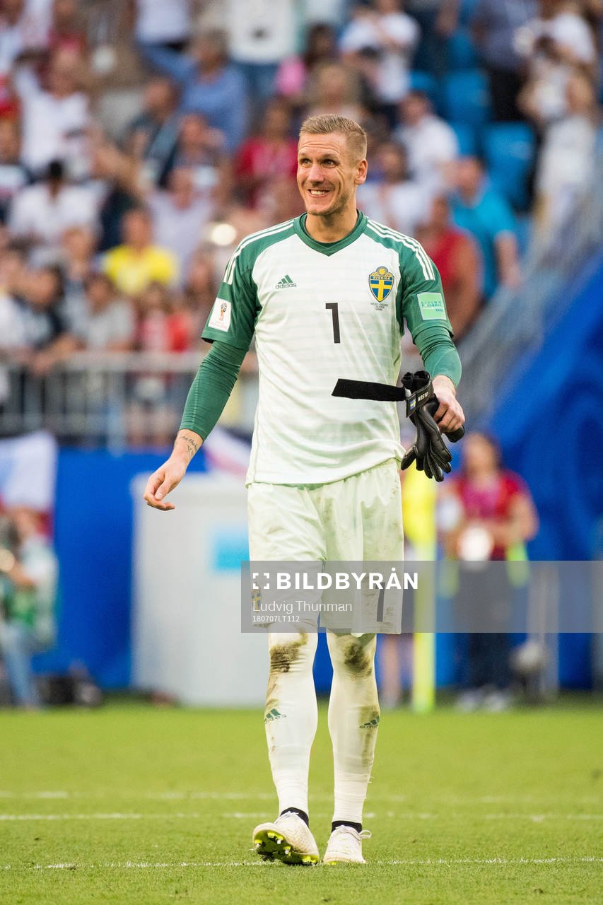 Goalkeeper Robin Olsen of Sweden looks dejected