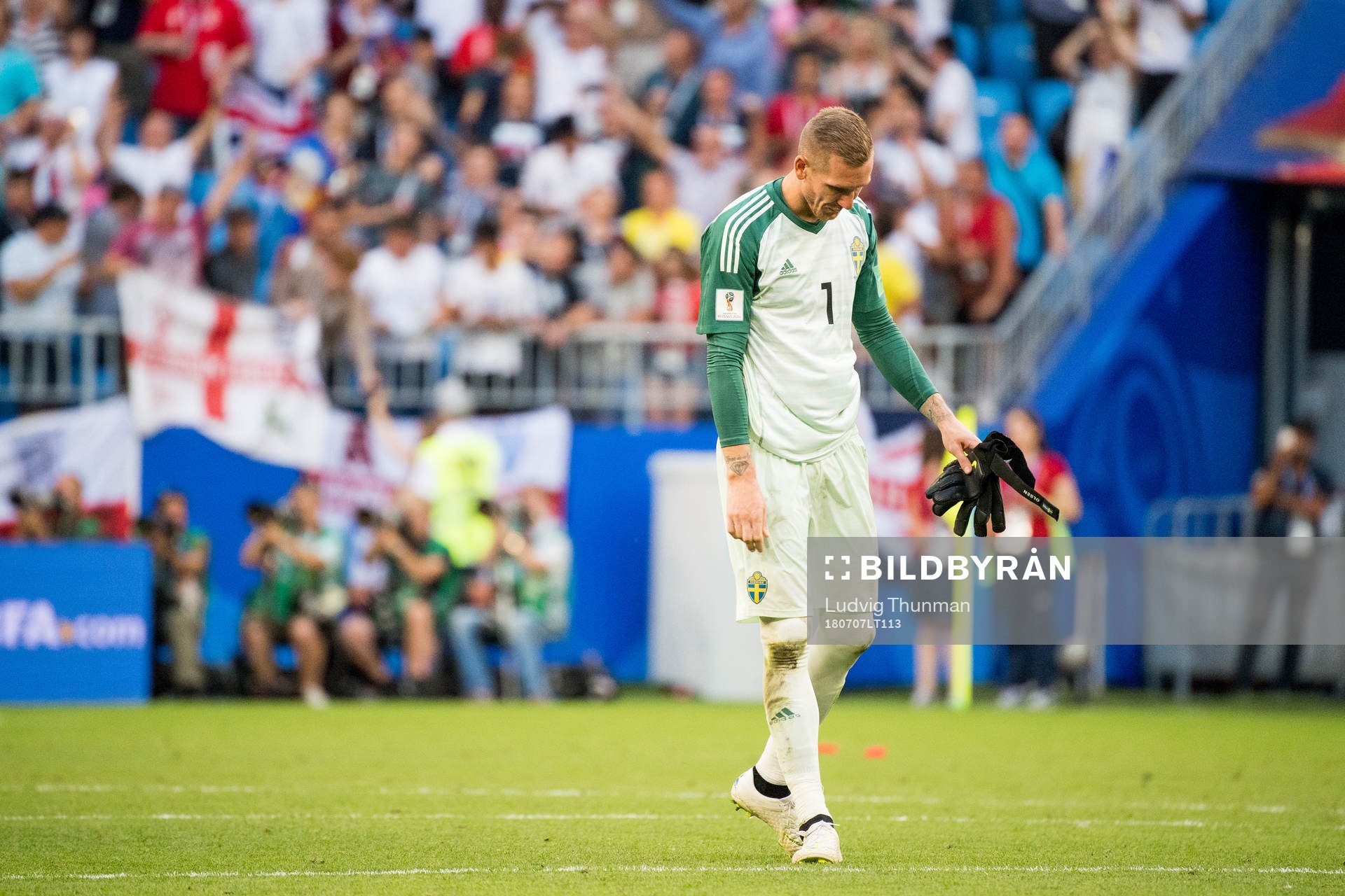 Goalkeeper Robin Olsen of Sweden looks dejected