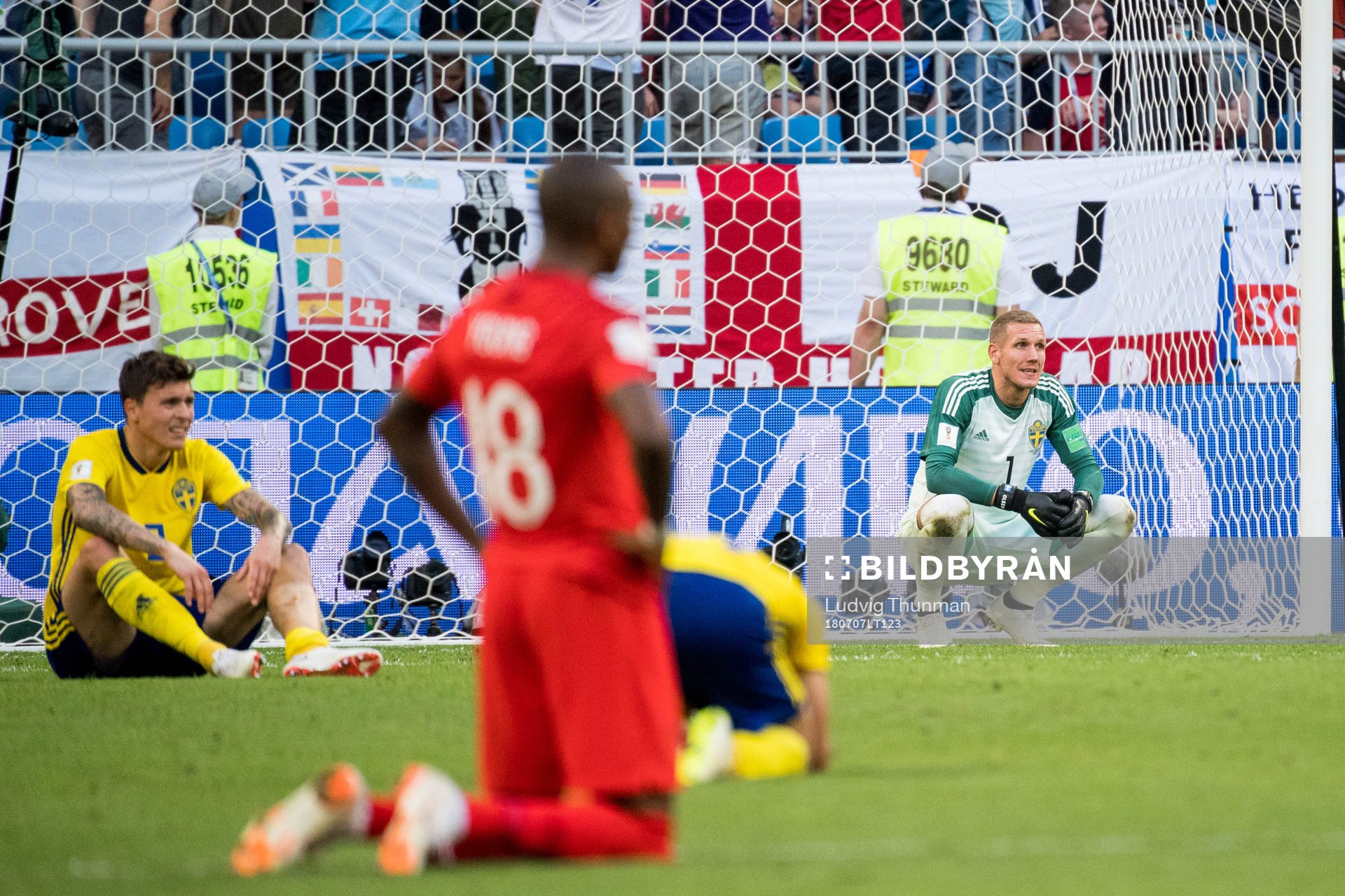 Goalkeeper Robin Olsen of Sweden looks dejected