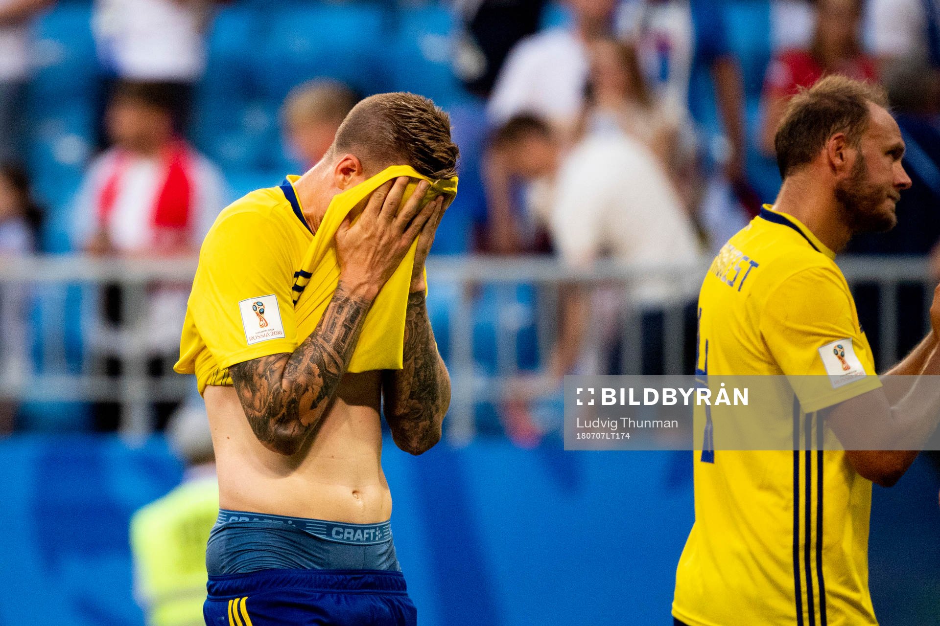 Emil Krafth of Sweden looks dejected