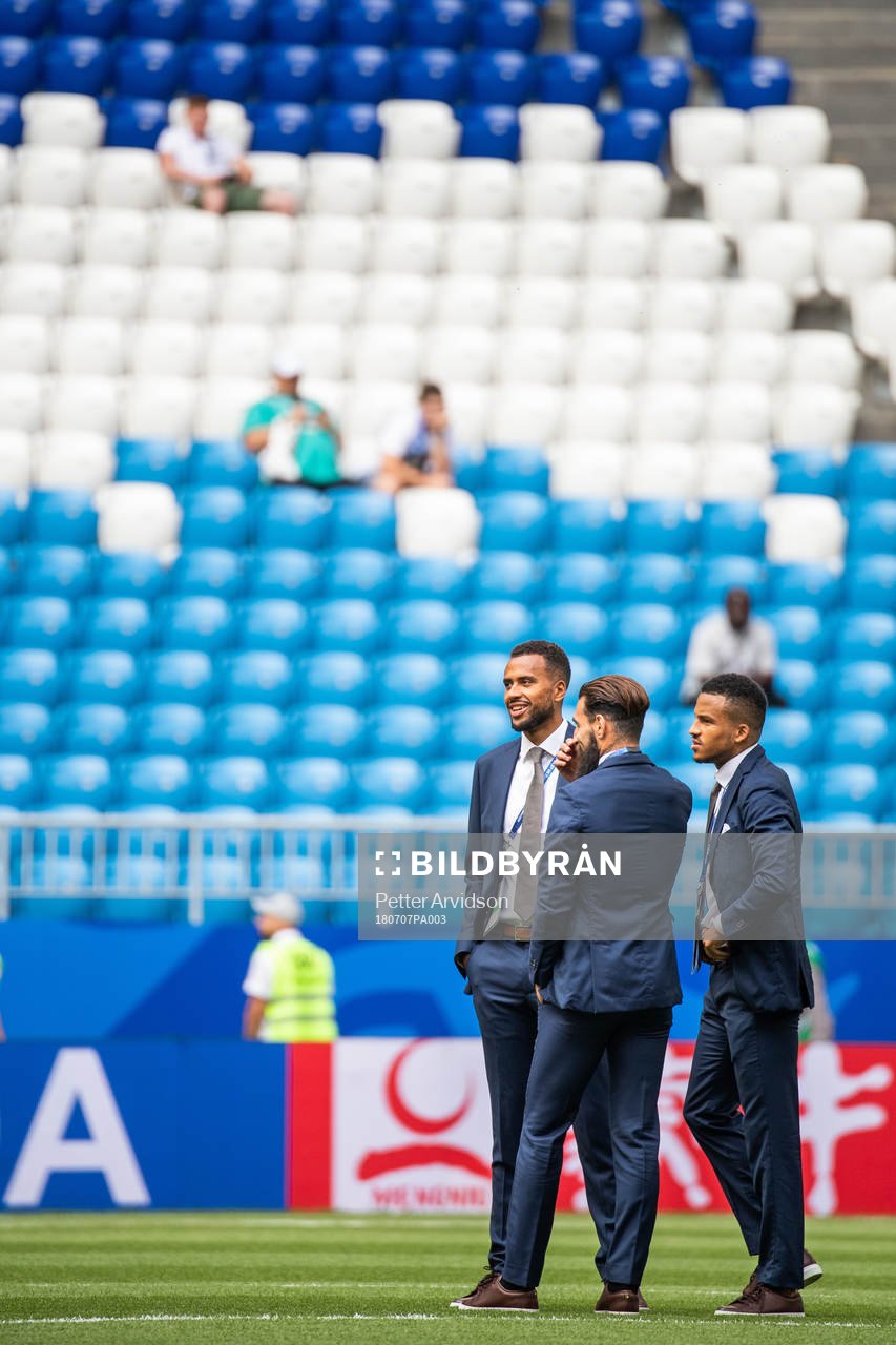 Jimmy Durmaz and Martin Olsson of Sweden prior to the the