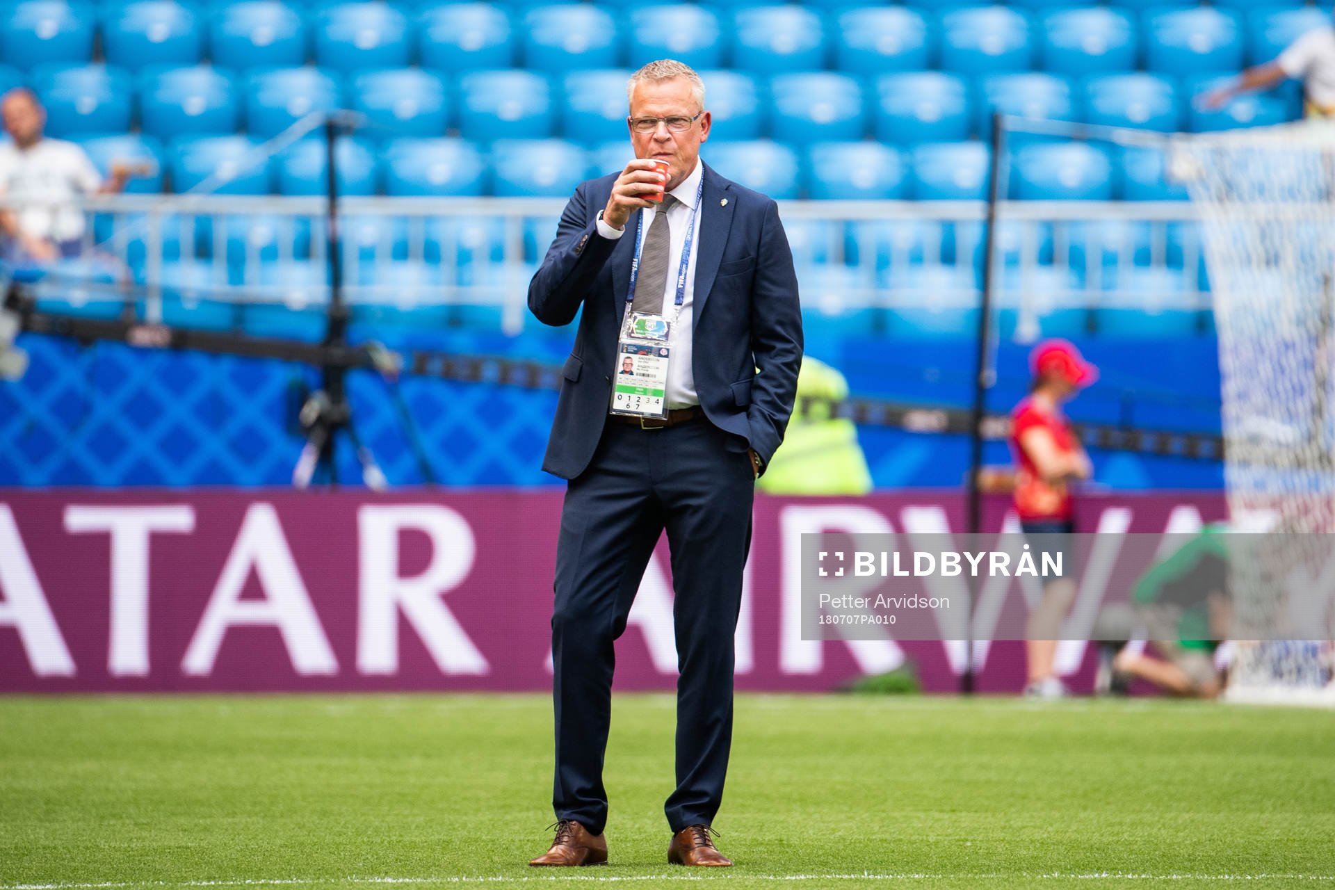 Head coach Janne Andersson of Sweden prior to the the FIFA