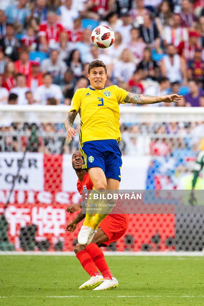 Victor Nilsson Lindelöf of Sweden competes for the ball