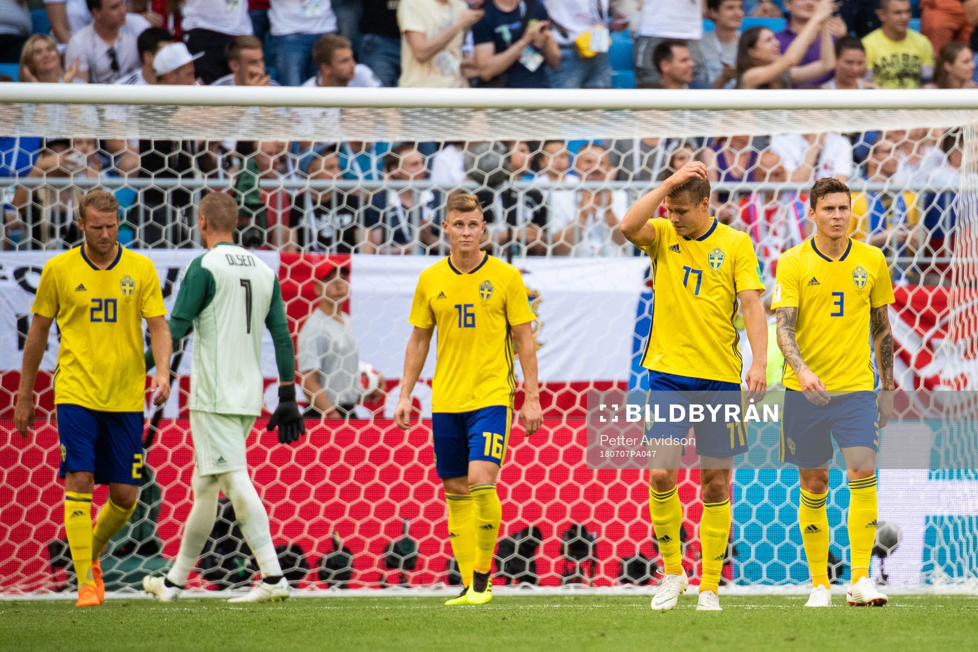Ola Toivonen, goalkeeper Robin Olsen, Emil Krafth, Viktor