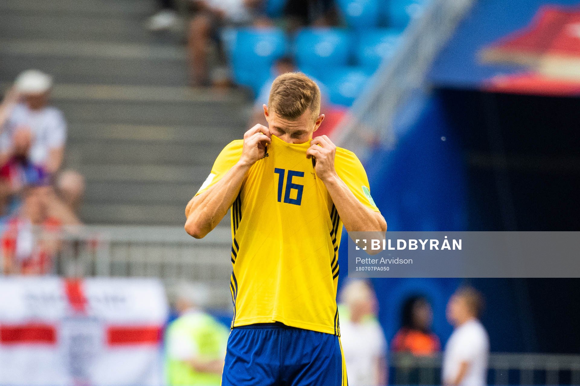 Emil Krafth of Sweden looks dejected