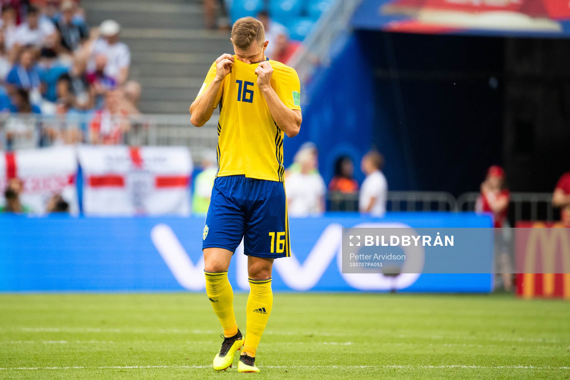 Emil Krafth of Sweden looks dejected