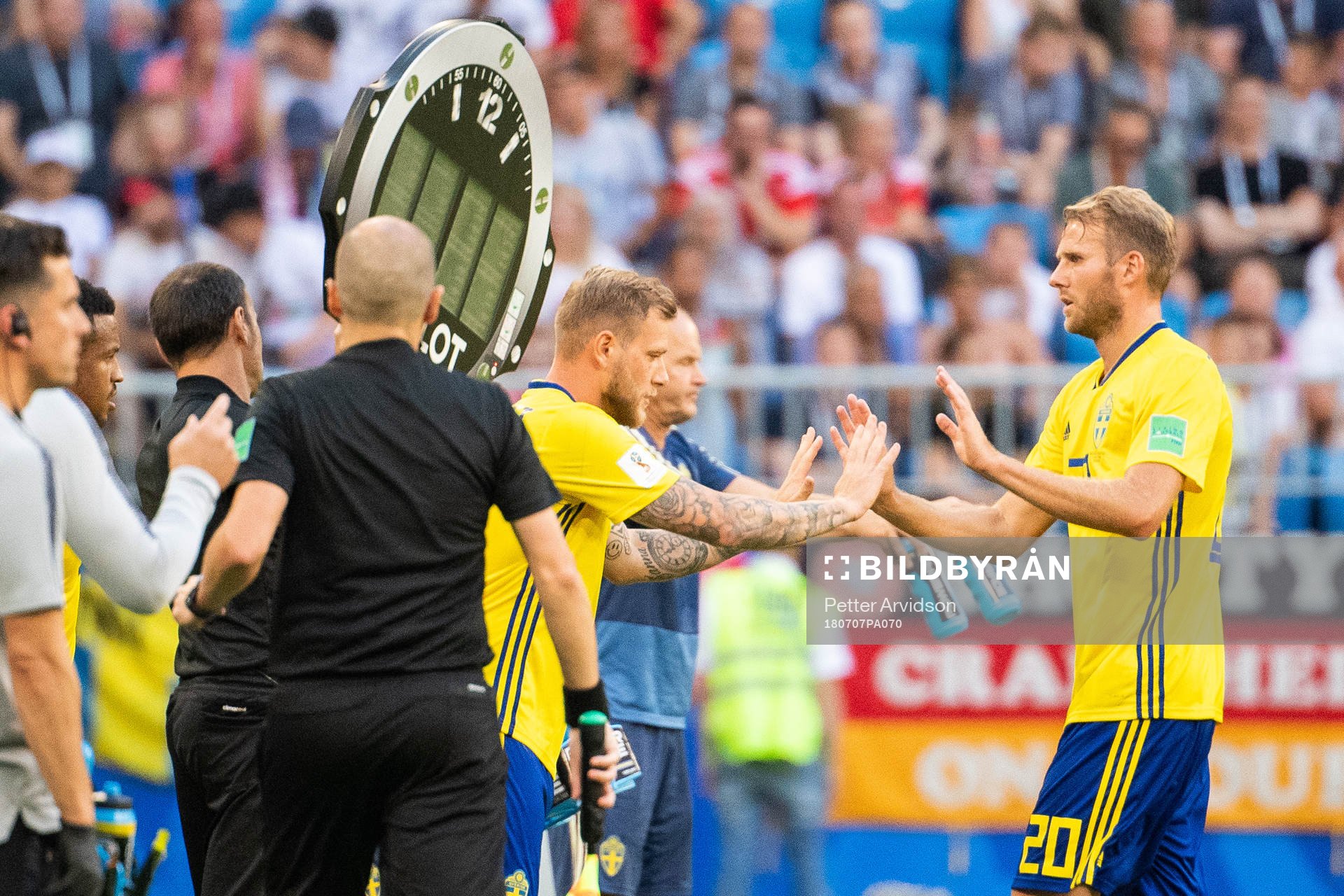 Ola Toivonen is substituted for John Guidetti of Sweden