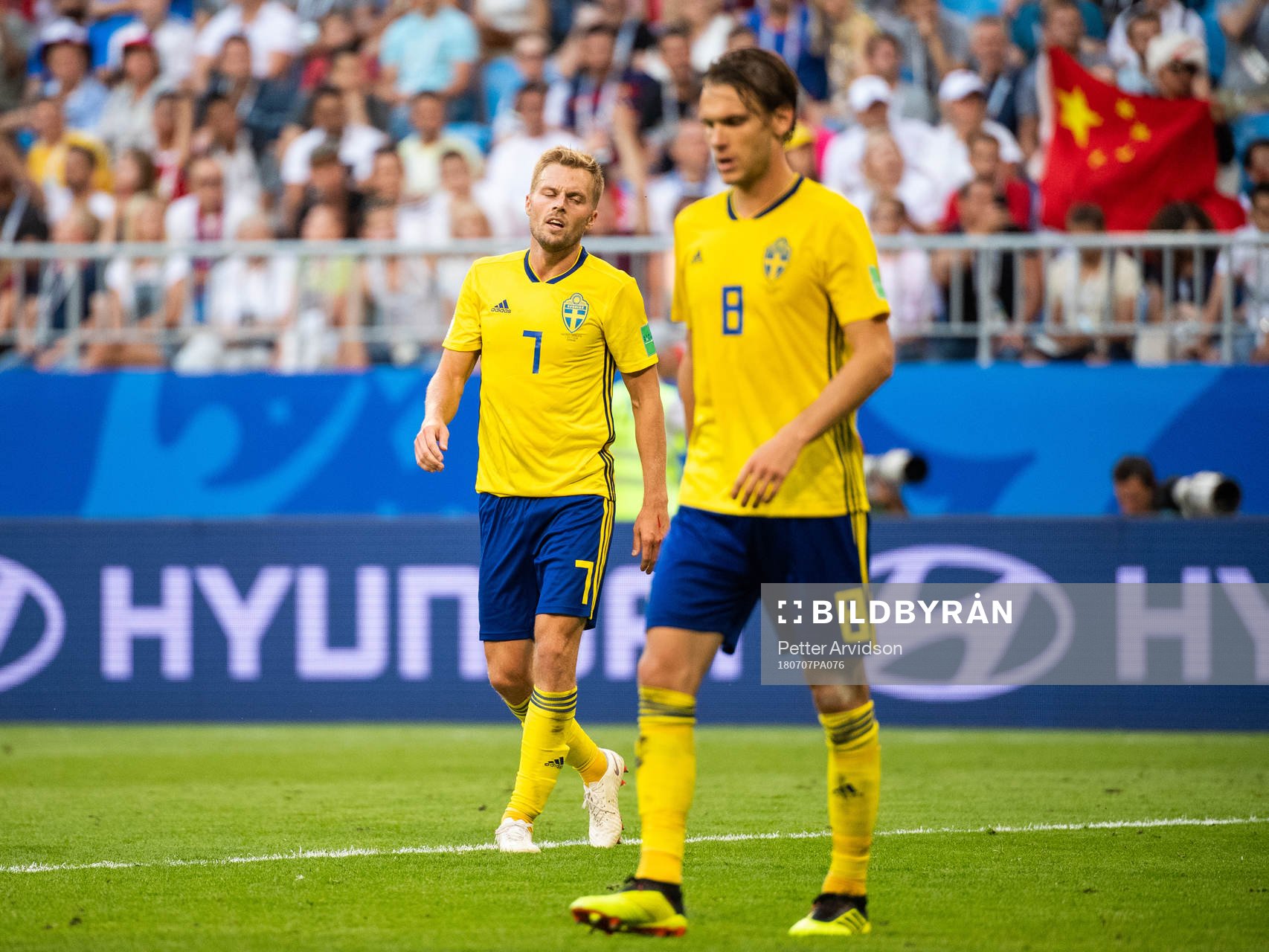 Sebastian Larsson and Albin Ekdal of Sweden looks dejected