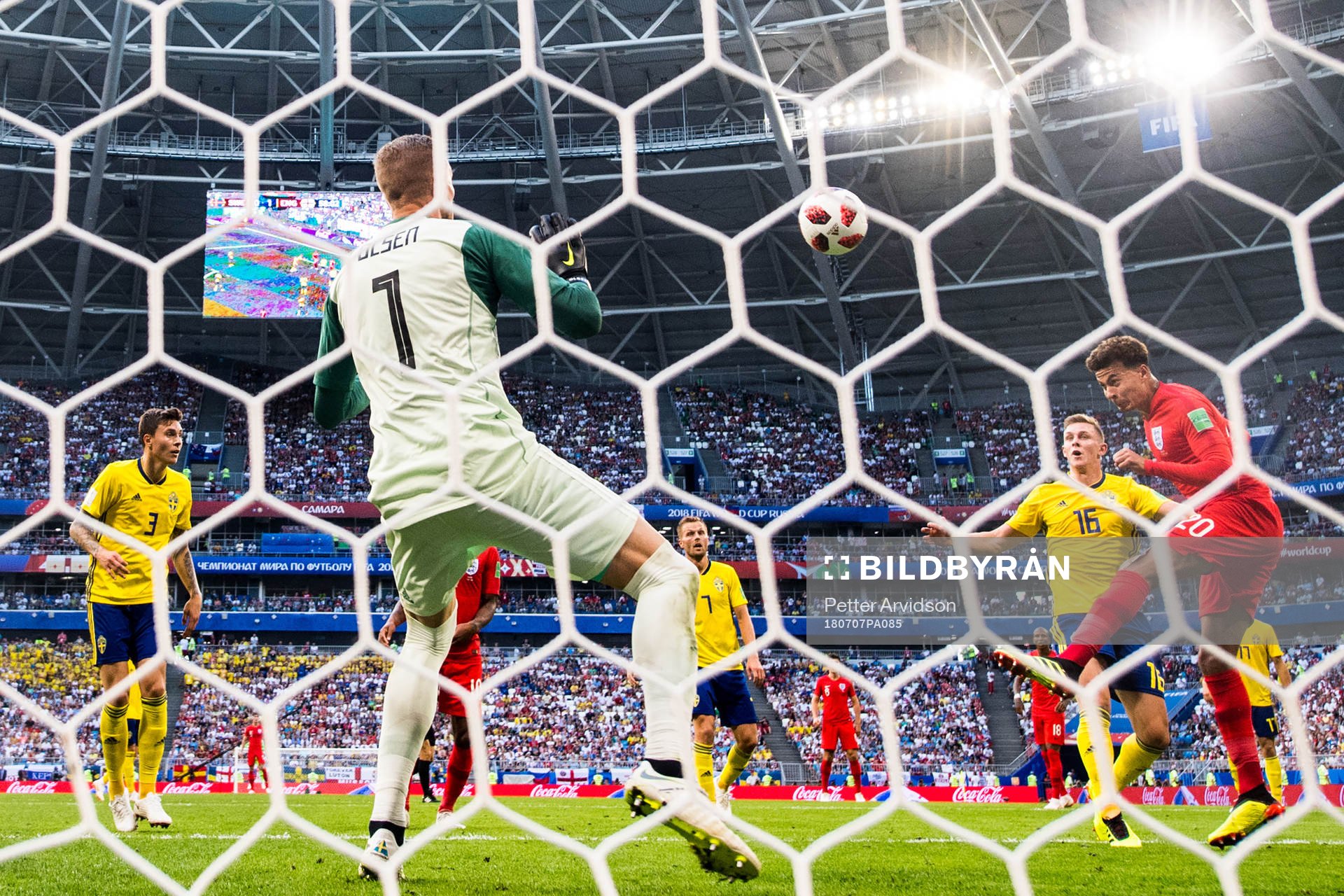 Dele Alli of England scores 0-2 behind goalkeeper Robin