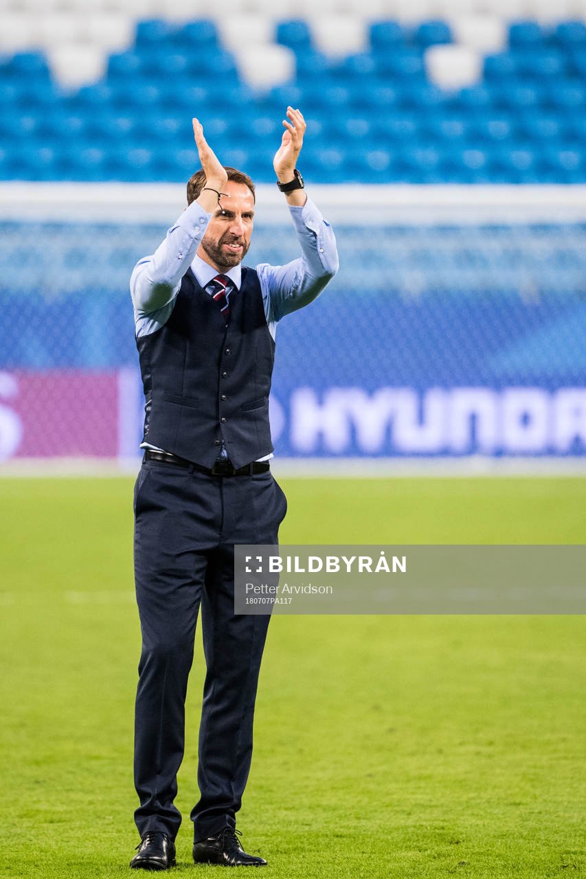 Head coach Gareth Southgate of England celebrates