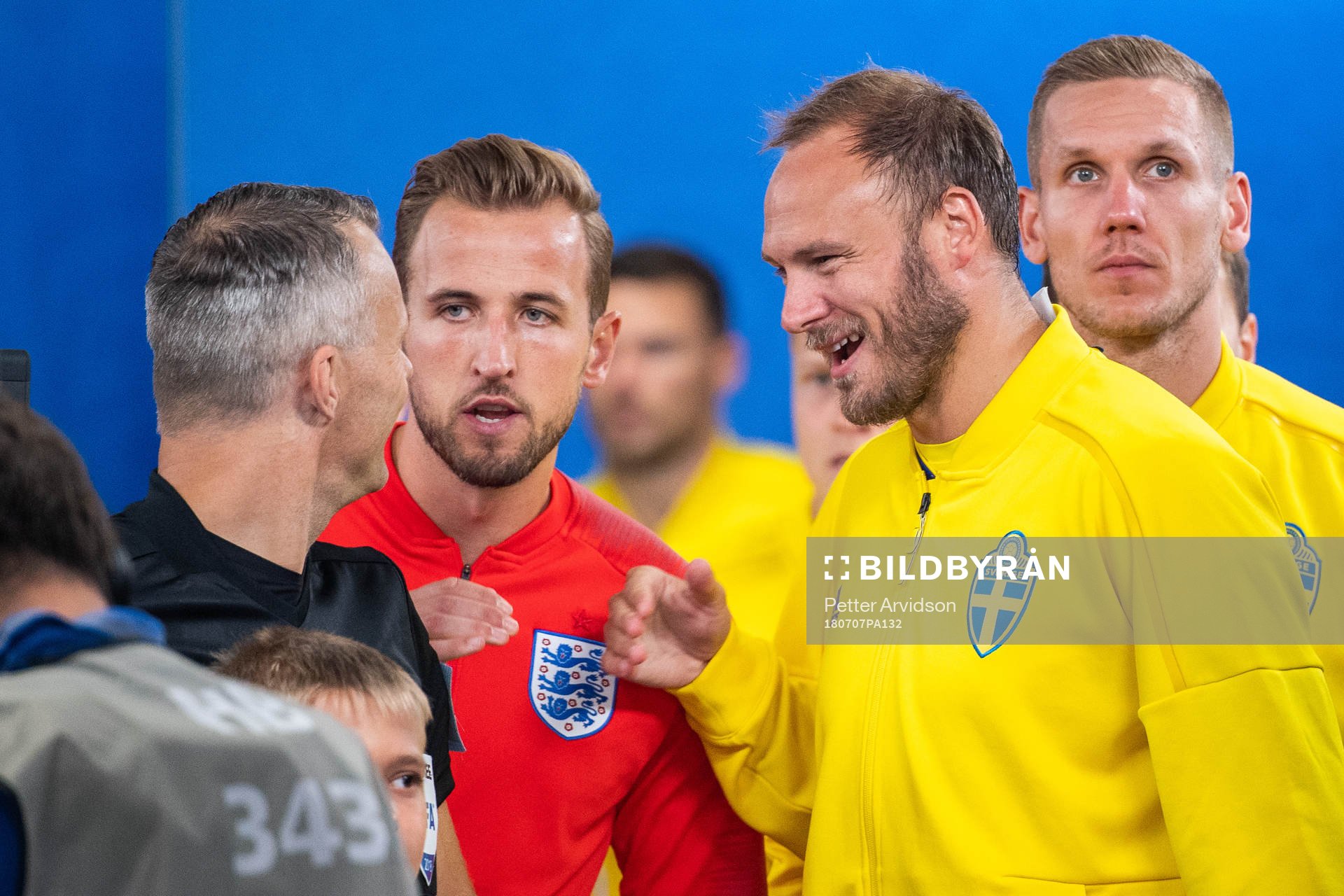 Andreas Granqvist of Sweden and Harry Kane of England prior