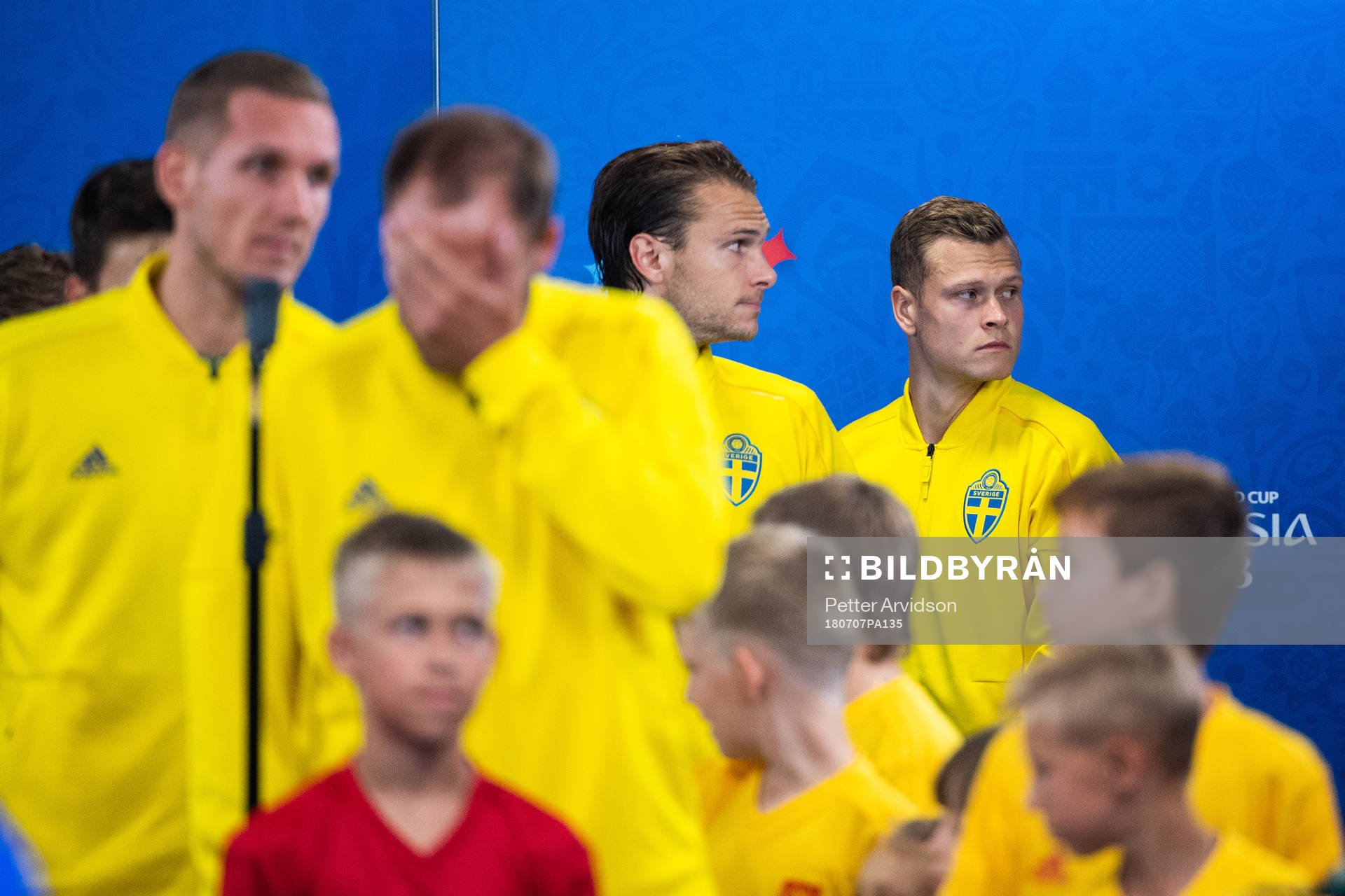 Albin Ekdal and Viktor Claesson of Sweden prior to the FIFA