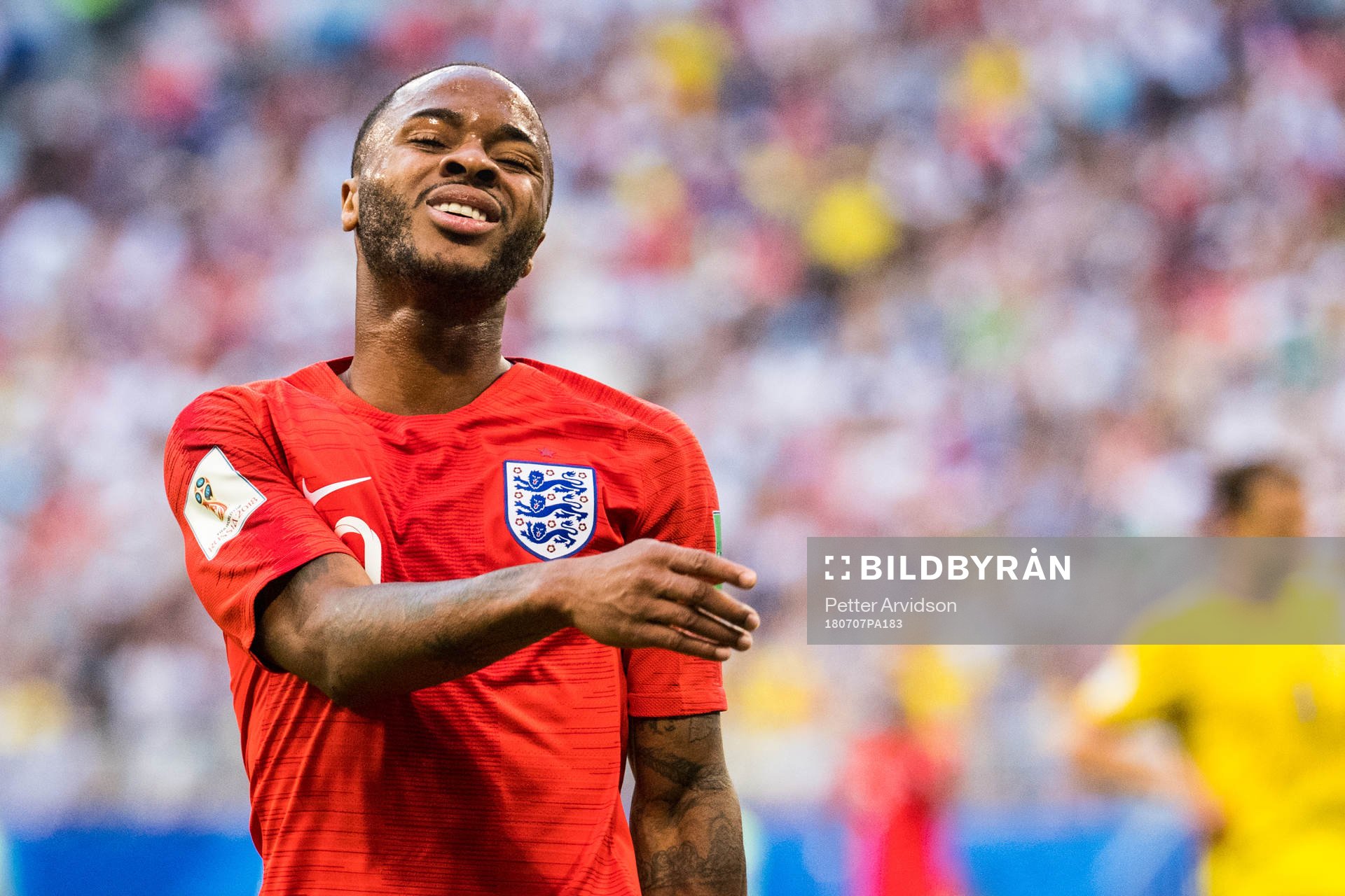Raheem Sterling of England reacts