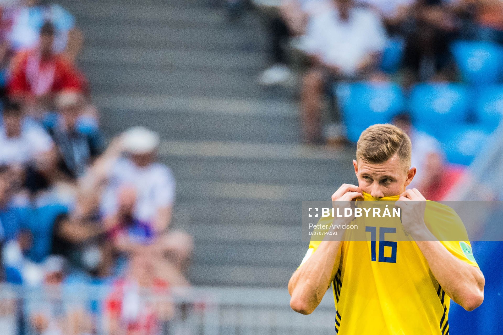 Emil Krafth of Sweden looks dejected