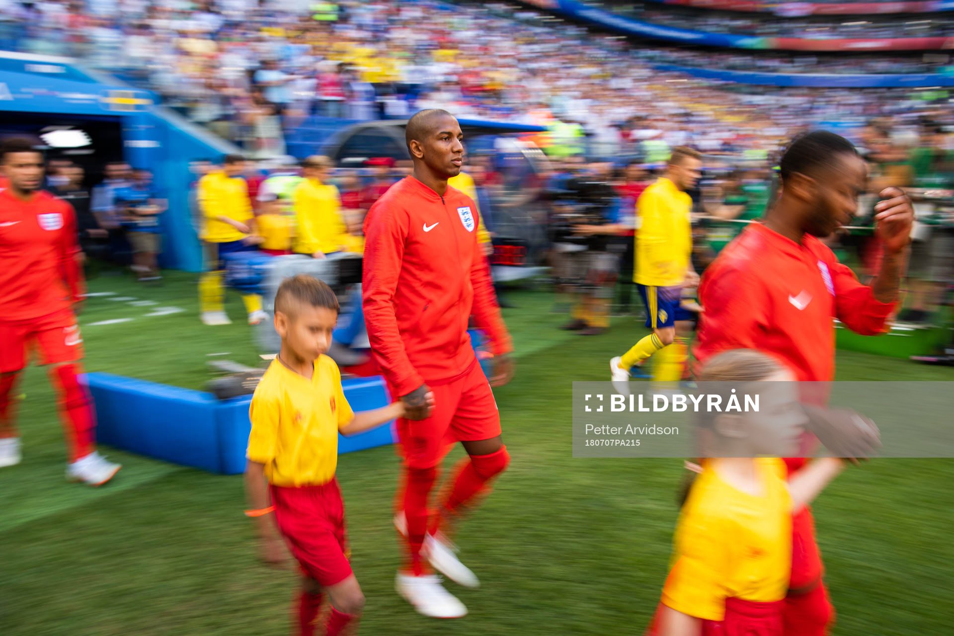 Ashley Young of England enters the pitch prior to the FIFA