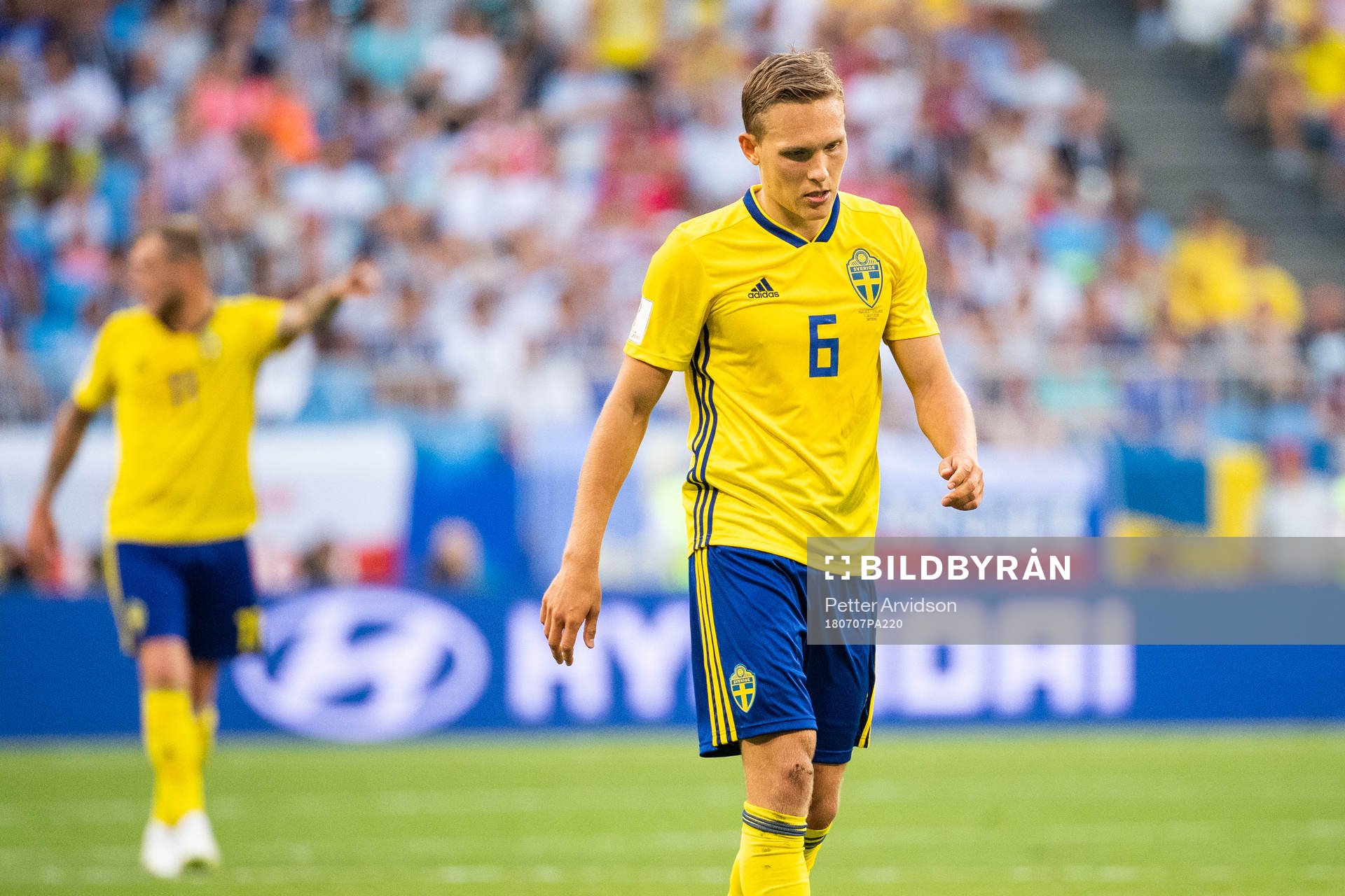 Ludwig Augustinsson of Sweden looks dejected