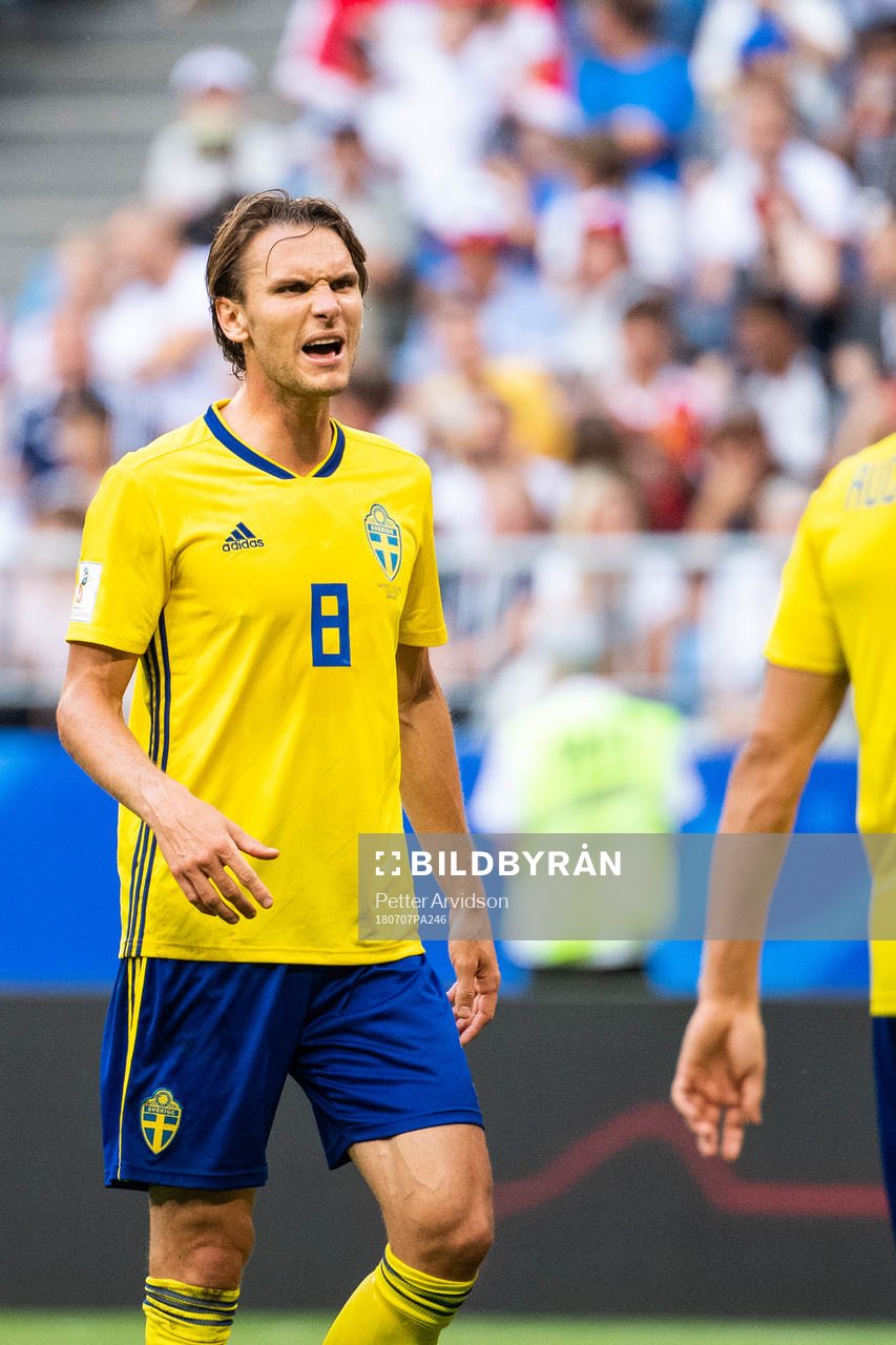 Albin Ekdal of Sweden reacts