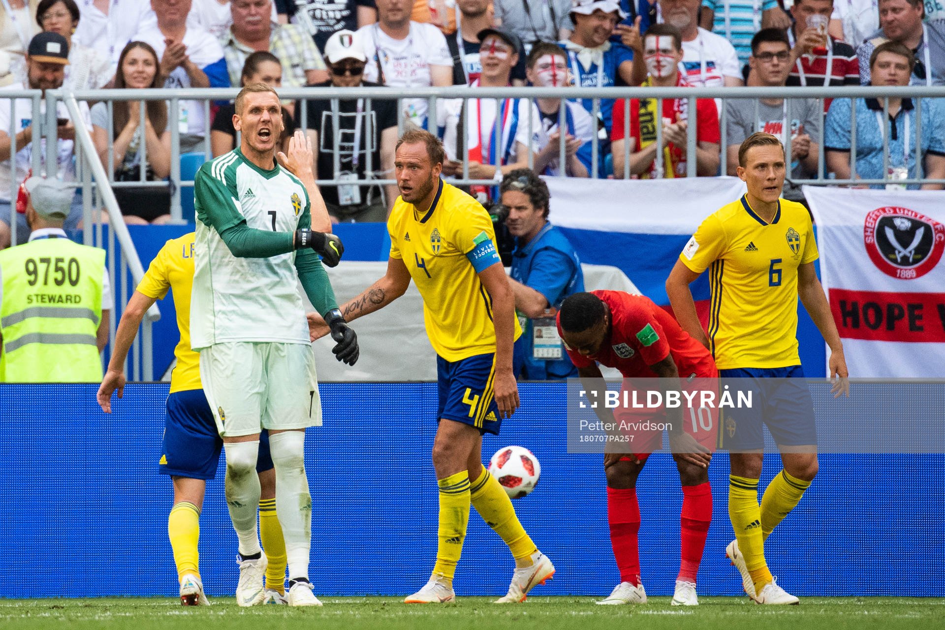 Goalkeeper Robin Olsen of Sweden reacts