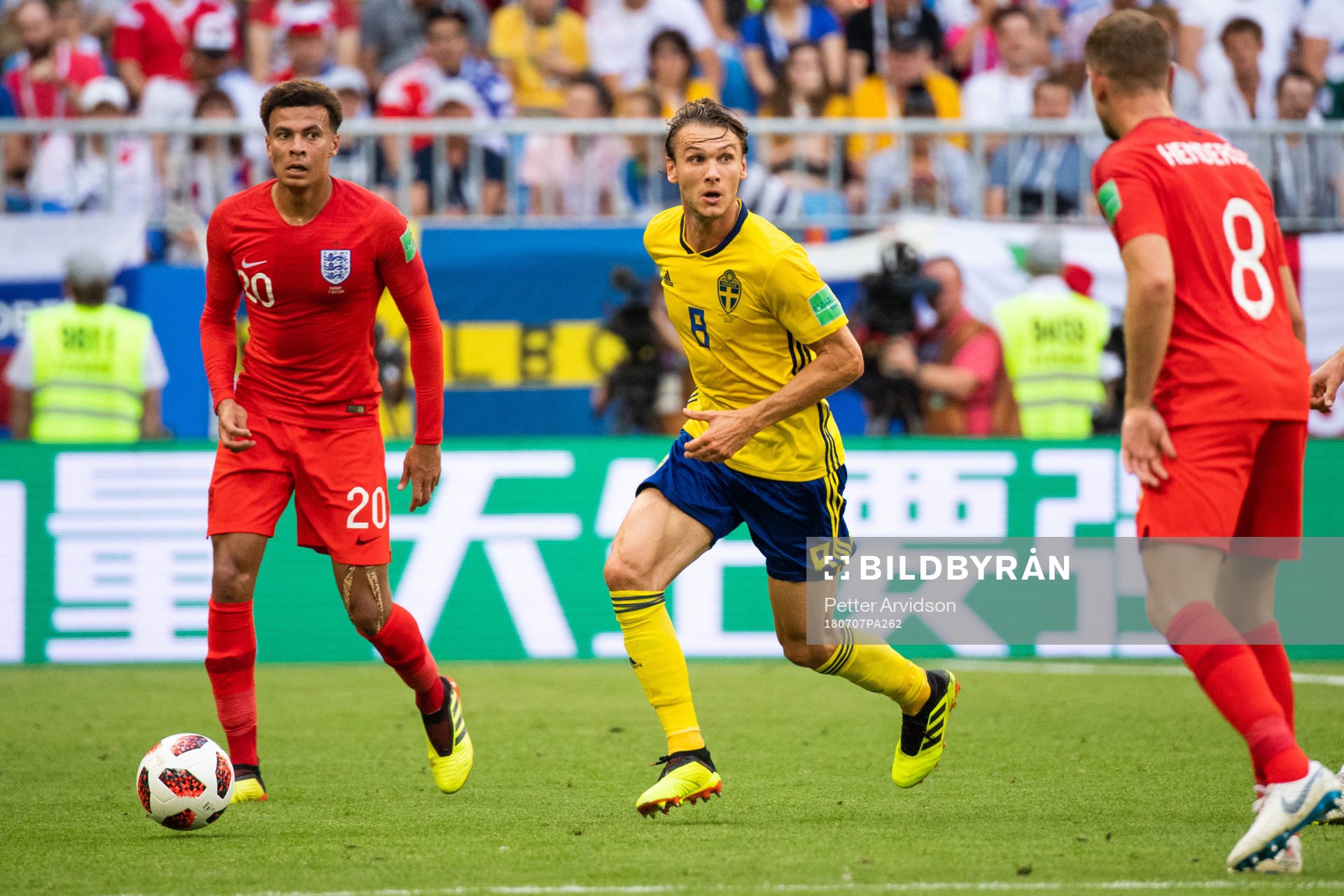 Dele Alli of England and Albin Ekdal of Sweden
