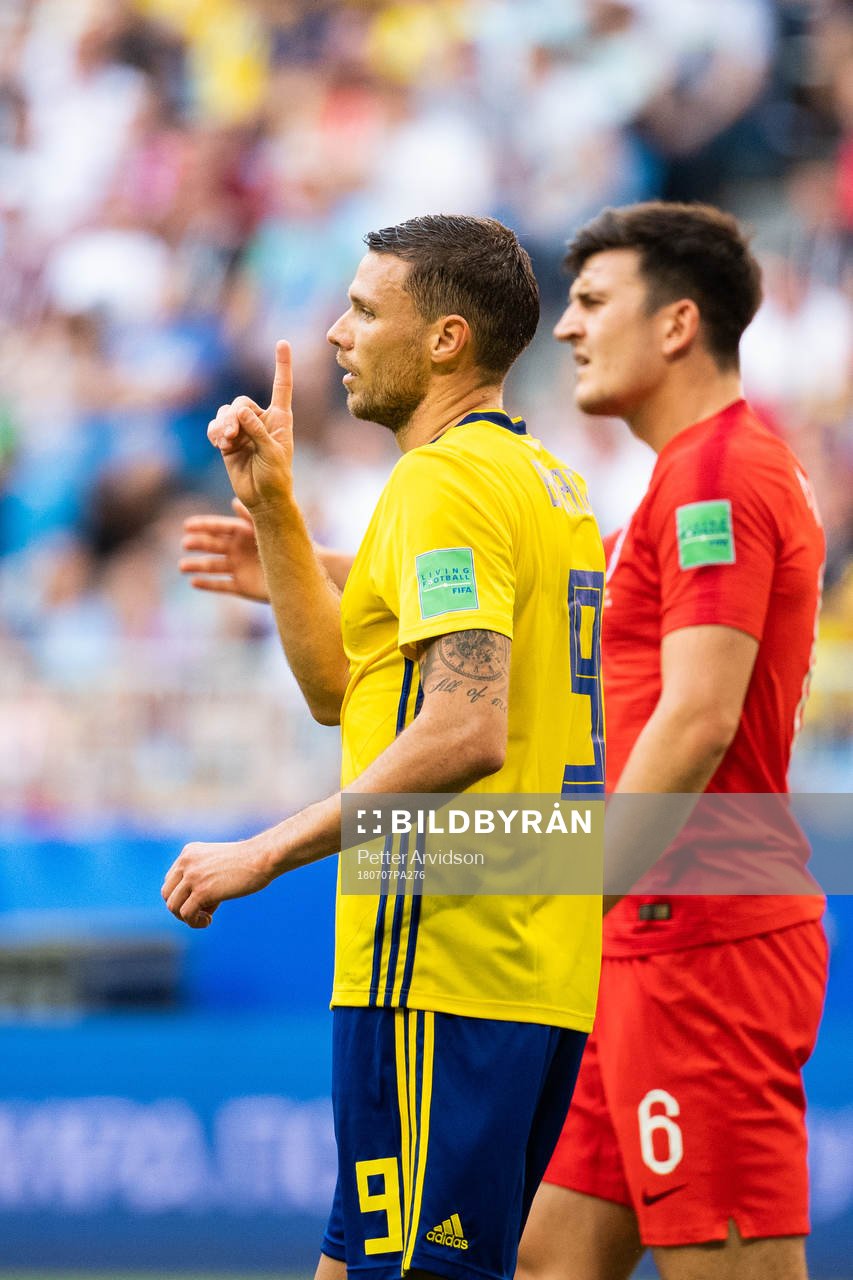 Marcus Berg of Sweden reacts towards a referee ruling