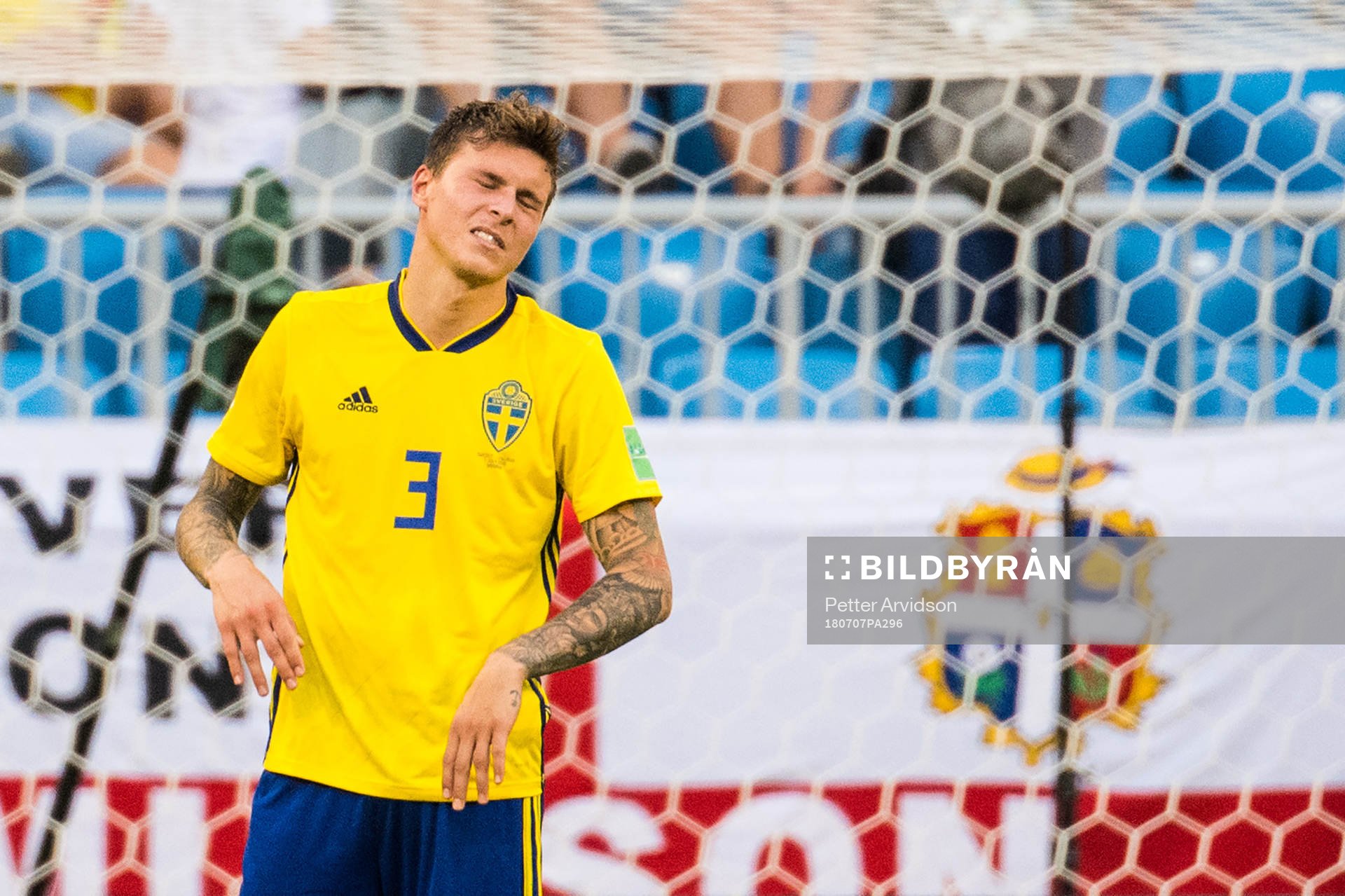 Victor Nilsson Lindelöf of Sweden looks dejected