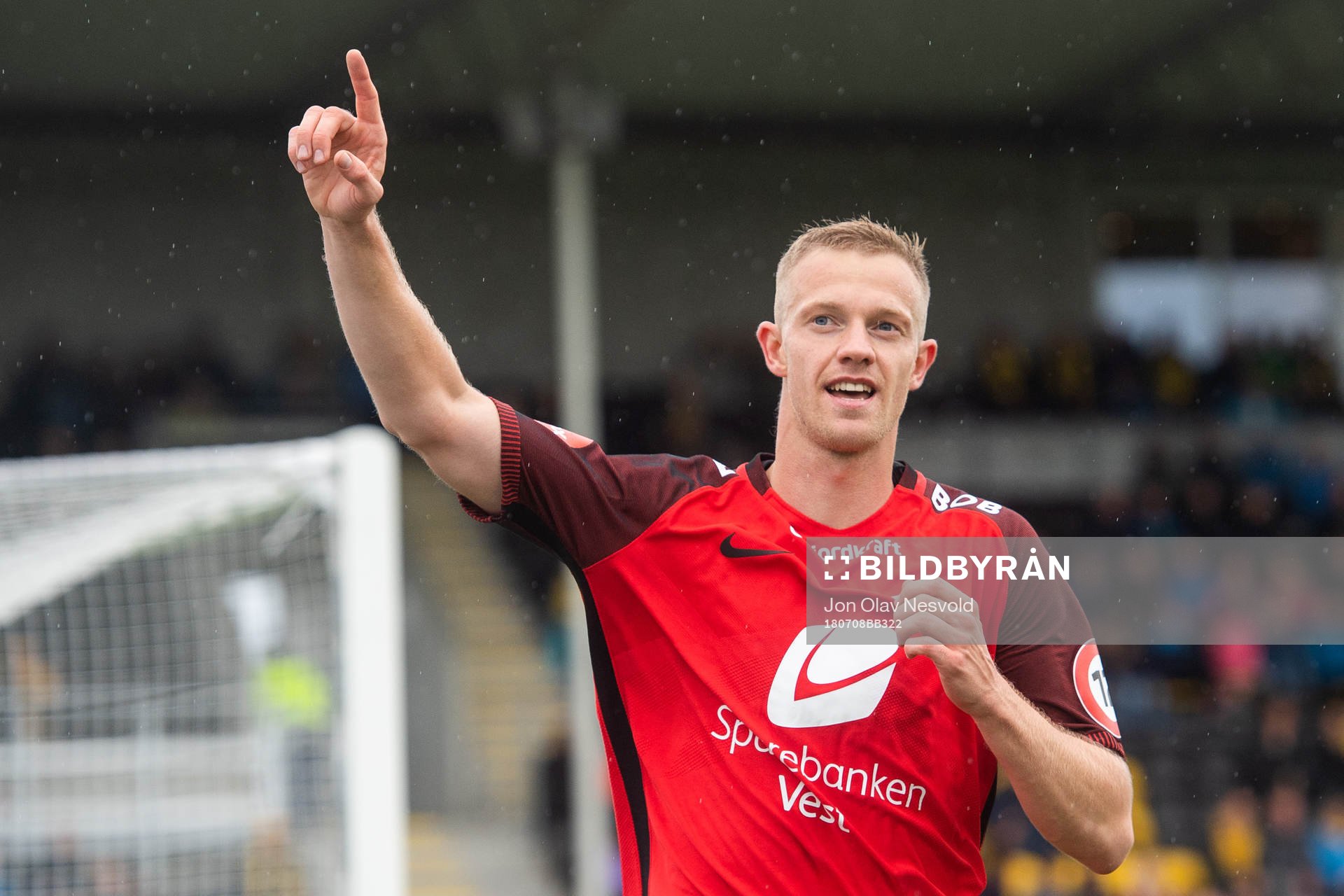 Peter Orry Larsen of Brann celebrates scoring 1-2