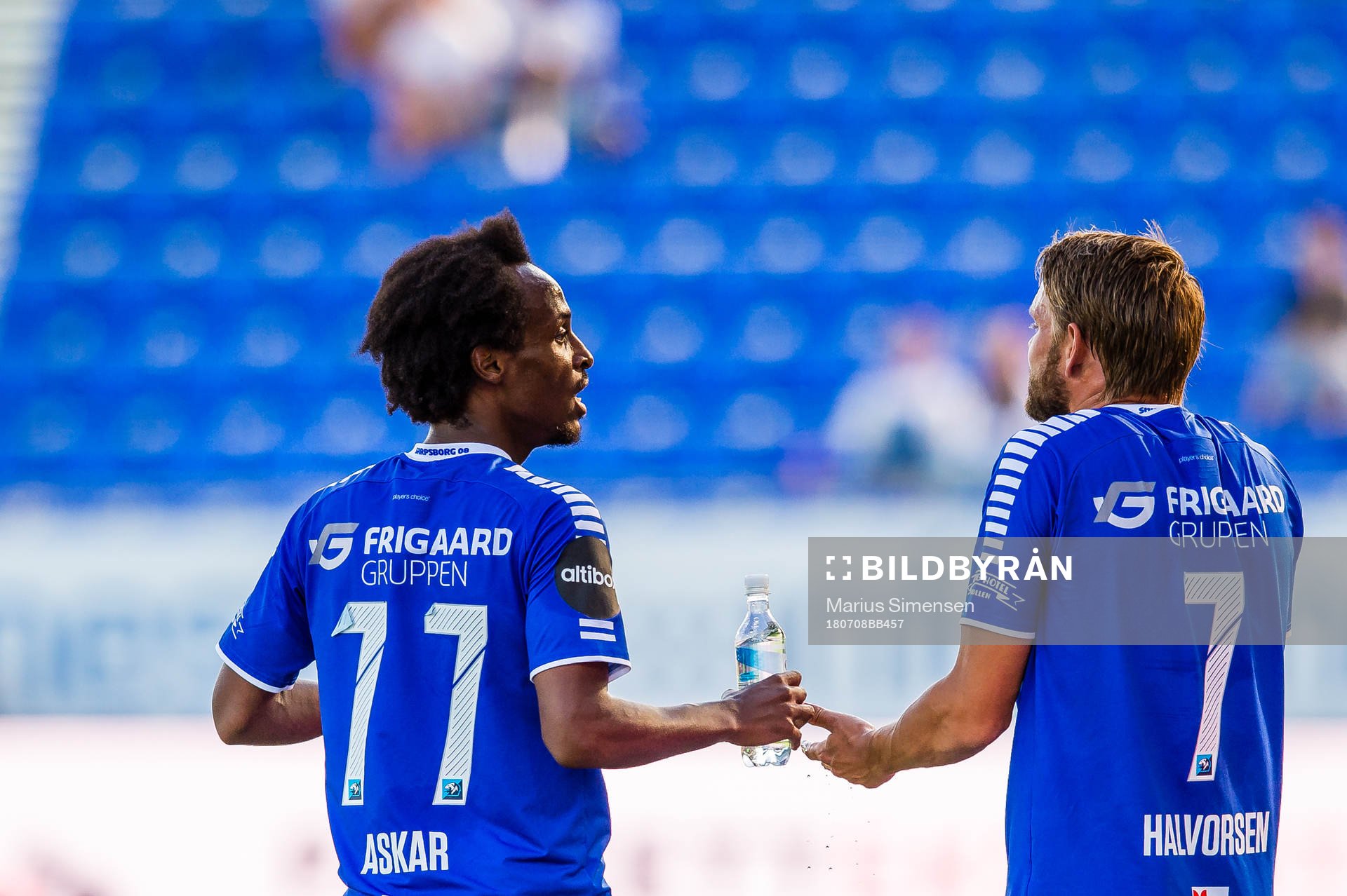 Amin Soleiman Askar and Ole Jørgen Halvorsen of Sarpsborg
