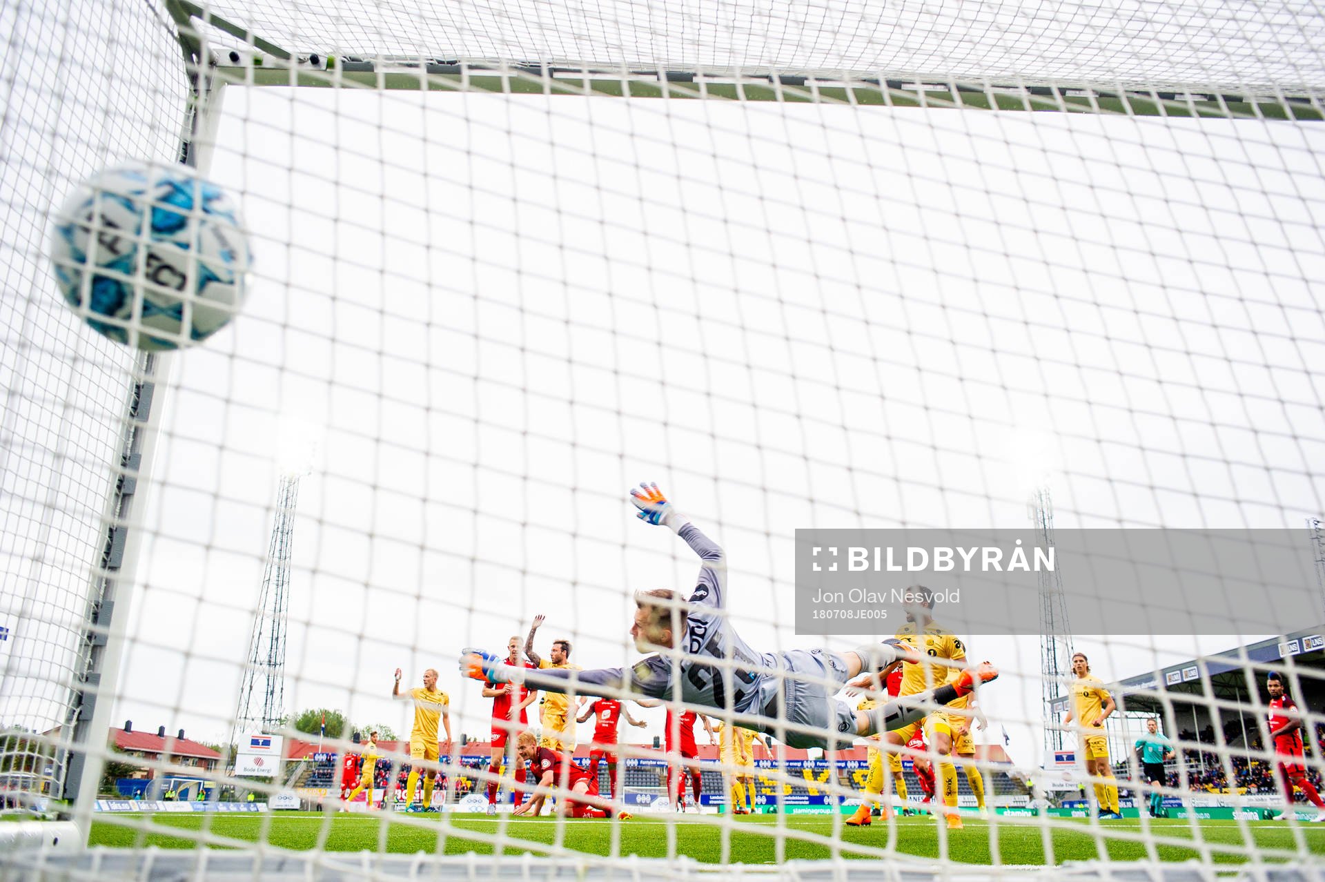 Sivert Heltne Nilsen of Brann scores the 0-1 goal behind