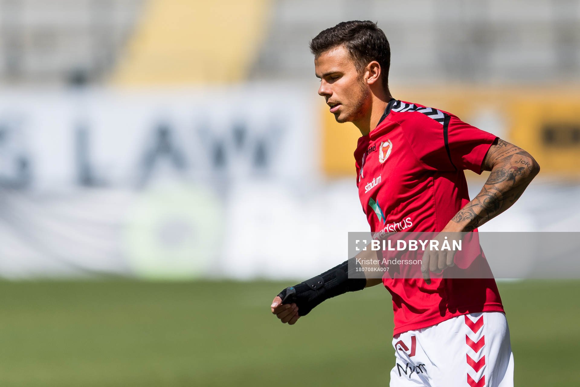 Kalmars Herman Hallberg före fotbollsmatchen i Allsvenskan