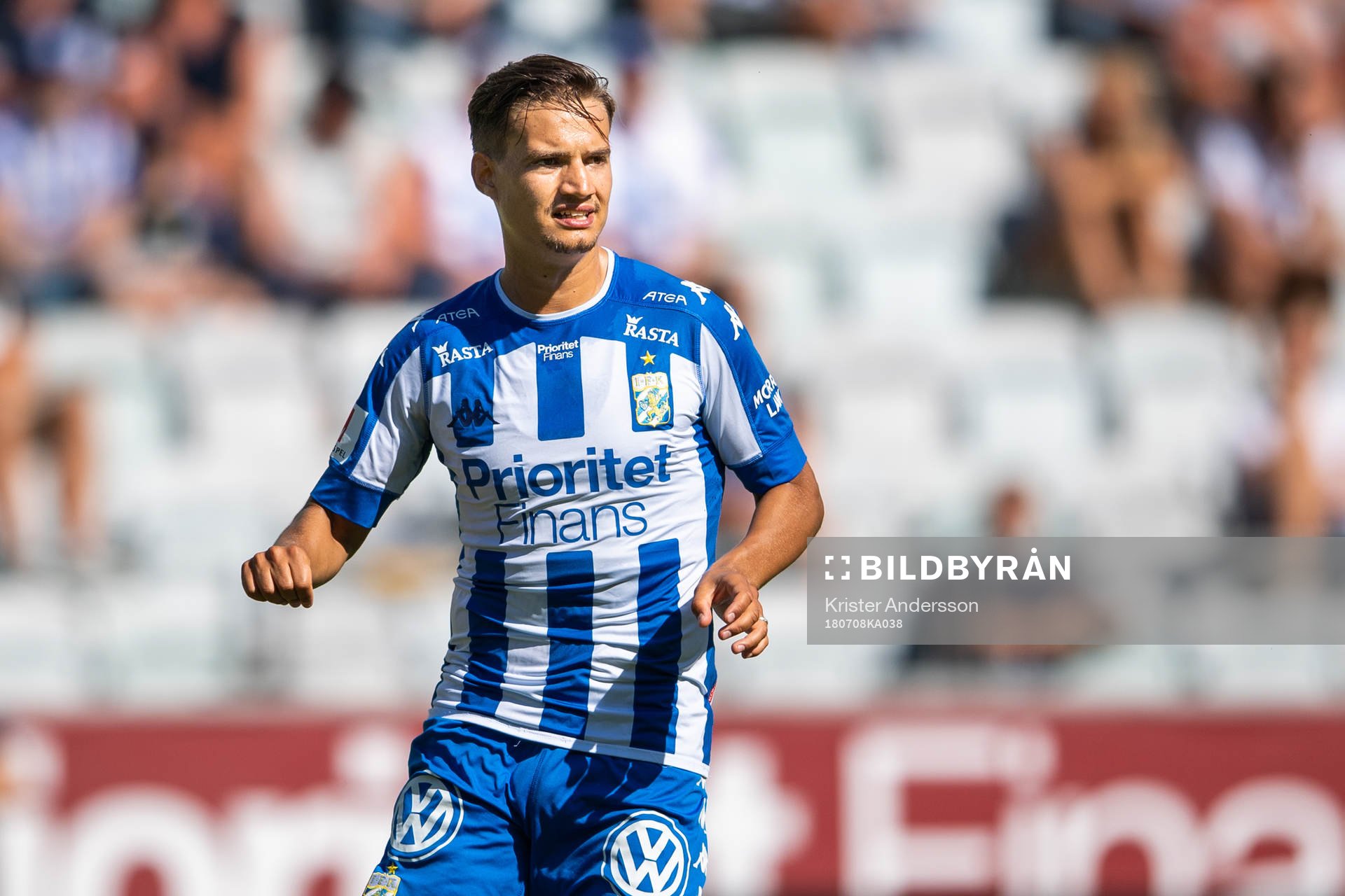 IFK Göteborgs Amin Affane jublar efter att han reducerat till 1-3 under fotbollsmatchen i Allsvenskan mellan IFK Göteborg och Kalmar den 8 juli 2018 i Göteborg.