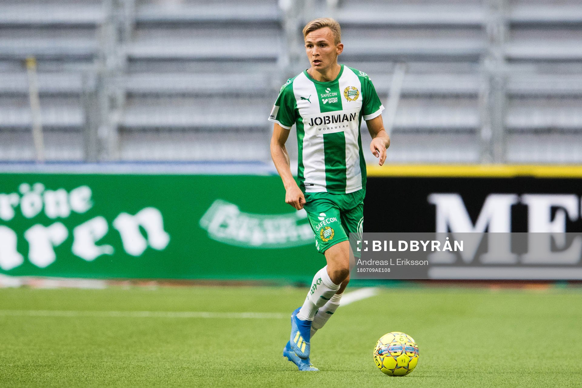 Hammarbys Oscar Krusnell under fotbollsmatchen i Allsvenskan mellan Hammarby och Östersund den 9 juli 2018 i Stockholm. 