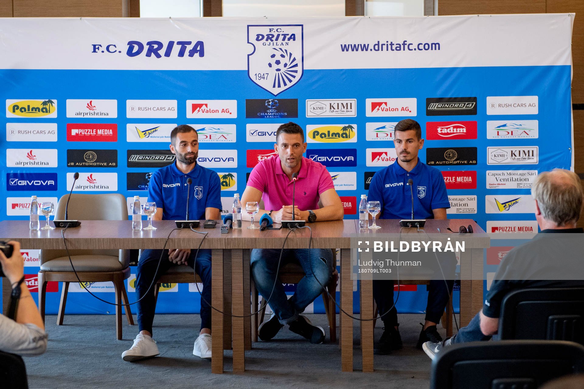 Xhevdet Shabani, head coach Bekim Isufi and Ardian Limani