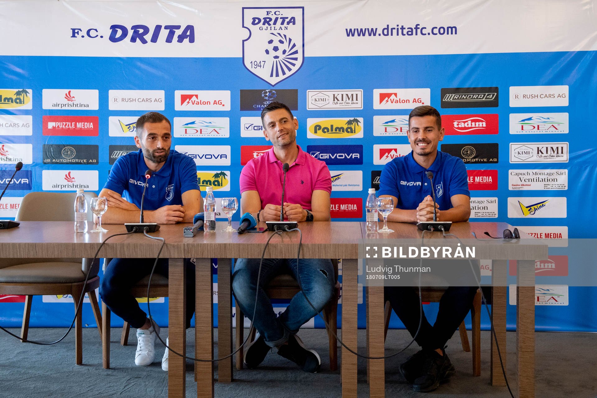 Xhevdet Shabani, head coach Bekim Isufi and Ardian Limani