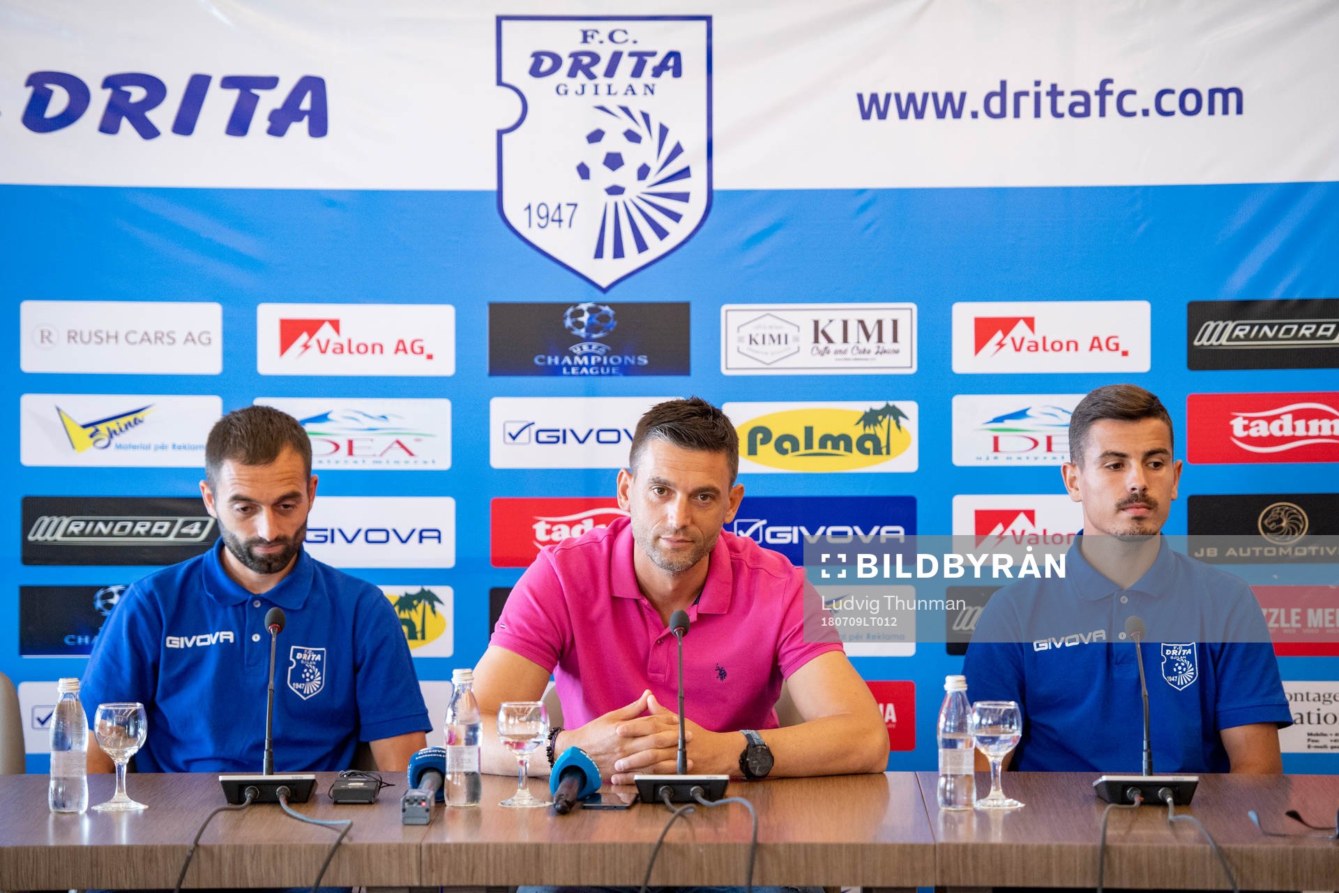Xhevdet Shabani, head coach Bekim Isufi and Ardian Limani
