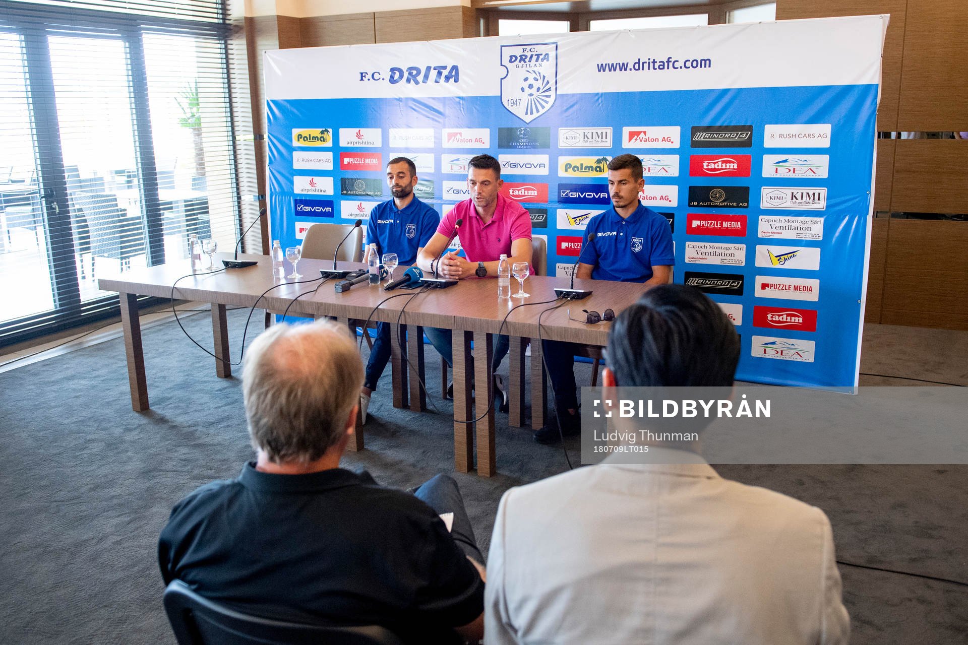 Xhevdet Shabani, head coach Bekim Isufi and Ardian Limani