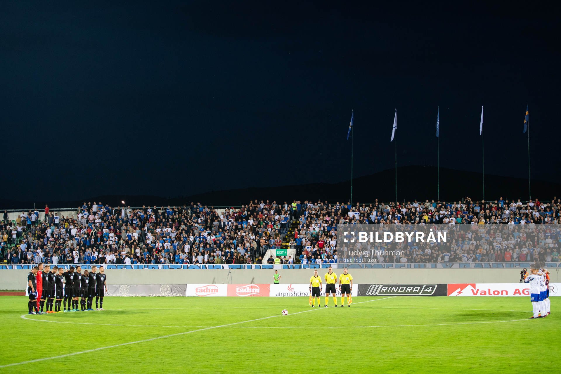 Players of Malmö FF and of Drita prior to the UEFA